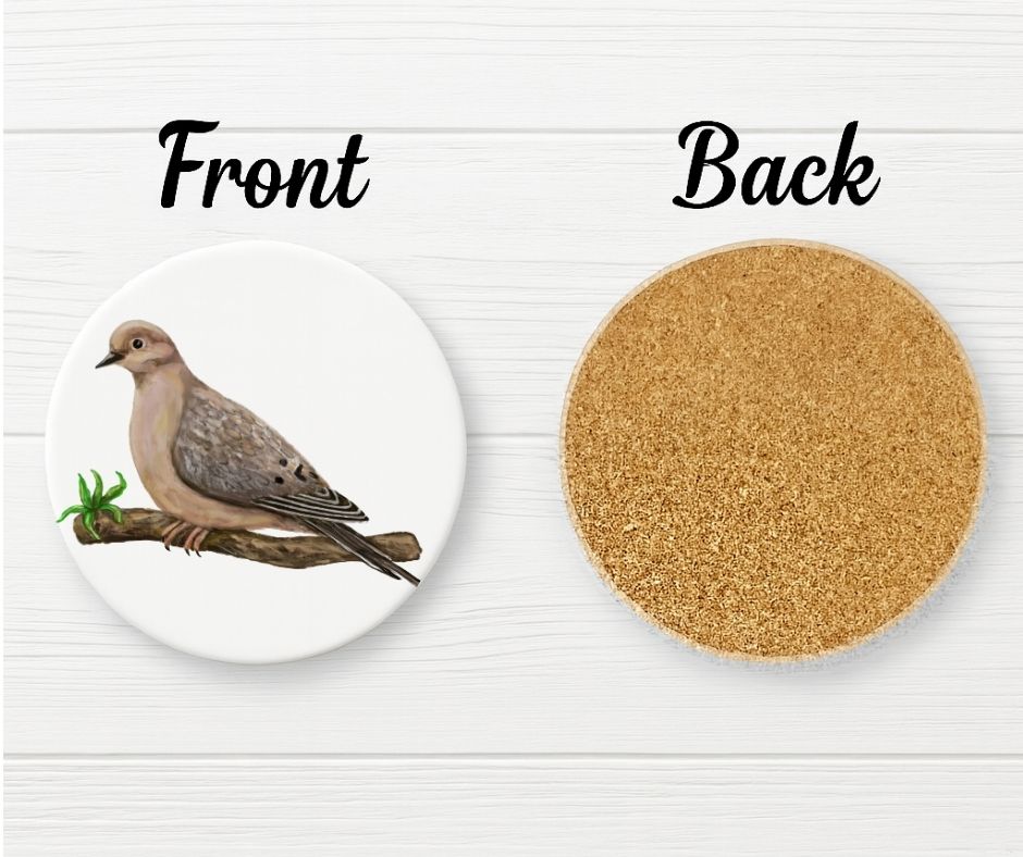 Mourning Dove Ceramic Coaster - MerikaArt