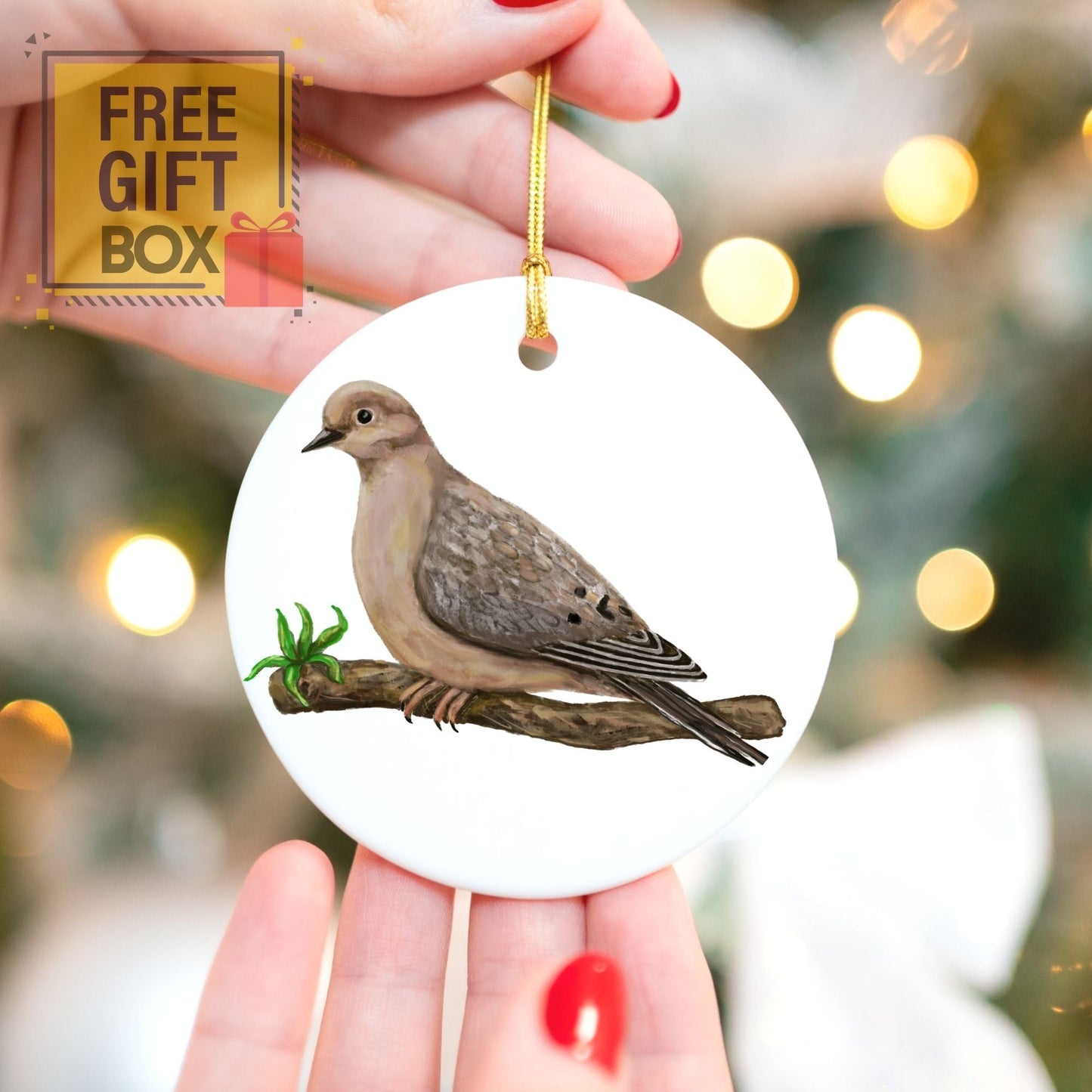 Mourning Dove Ceramic Ornament - MerikaArt