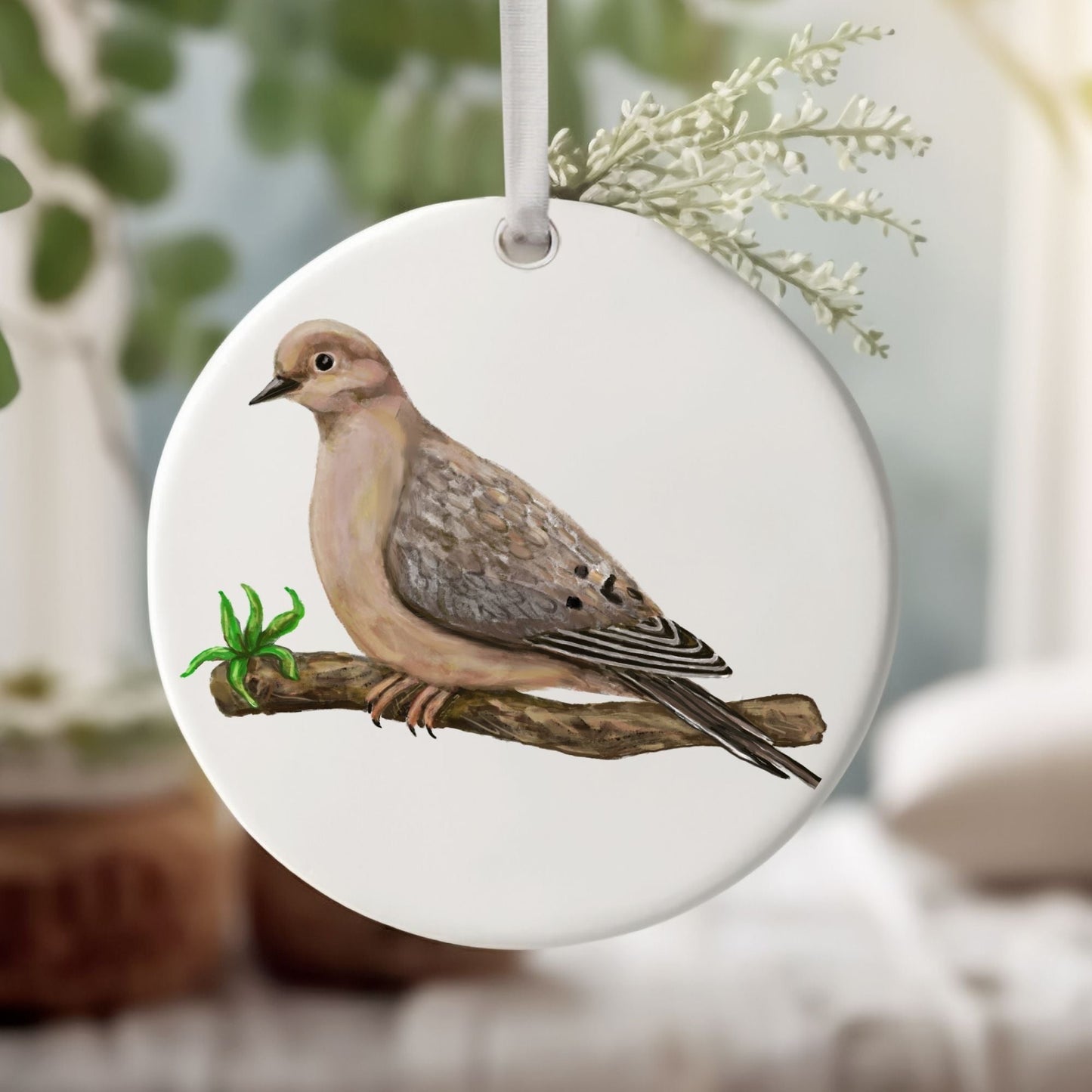 Mourning Dove Ceramic Ornament - MerikaArt