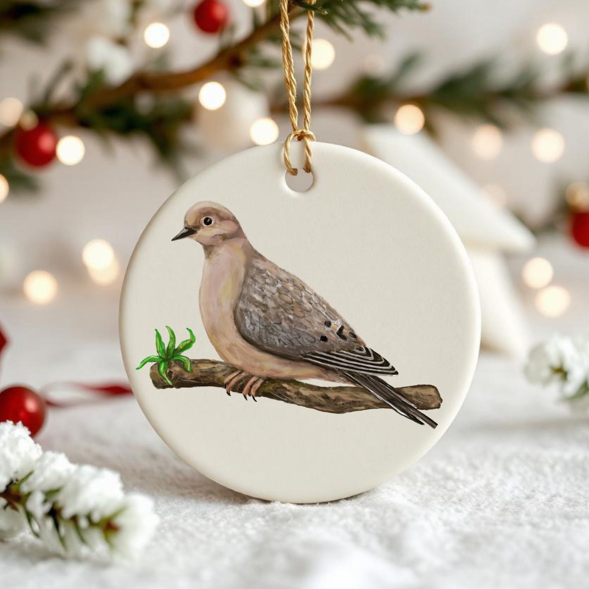 Mourning Dove Ceramic Ornament - MerikaArt