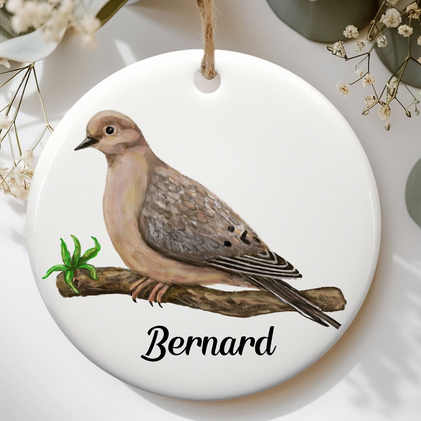 Mourning Dove Ceramic Ornament - MerikaArt