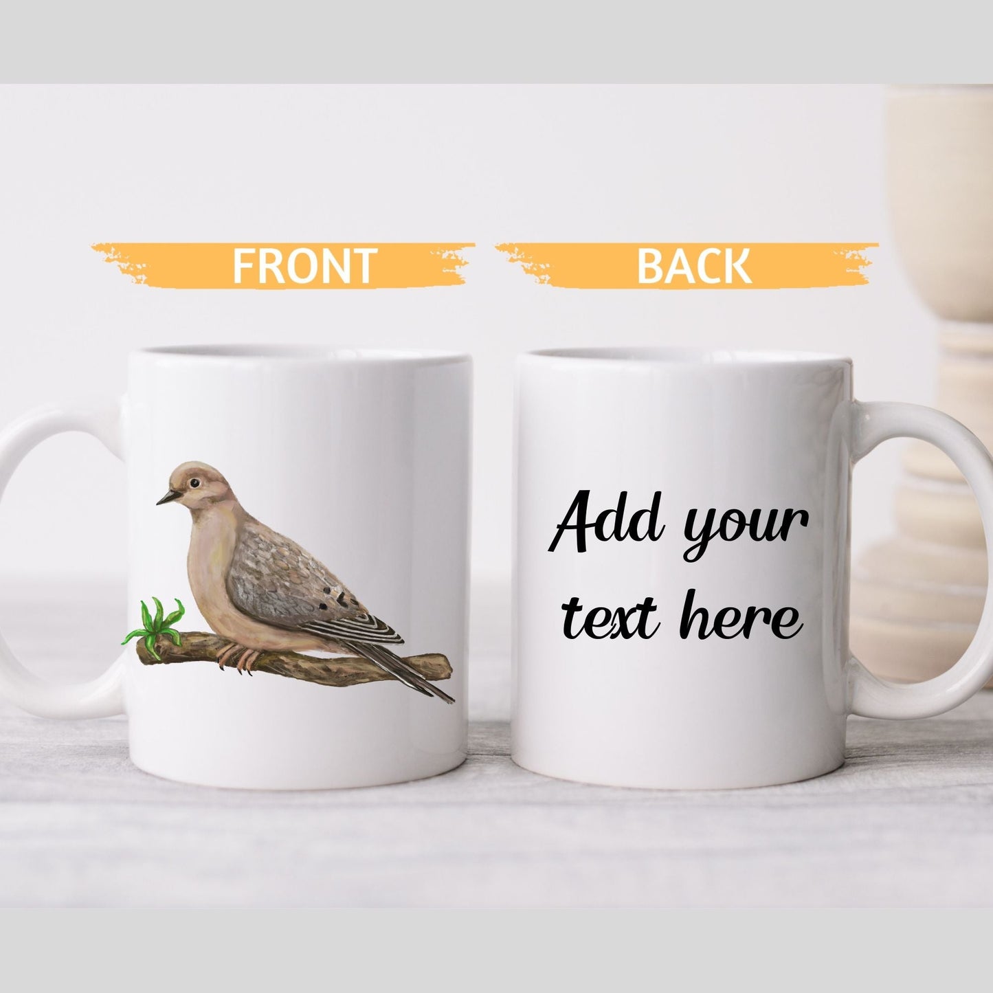 Mourning Dove Mug with Graceful Bird Illustration - MerikaArt