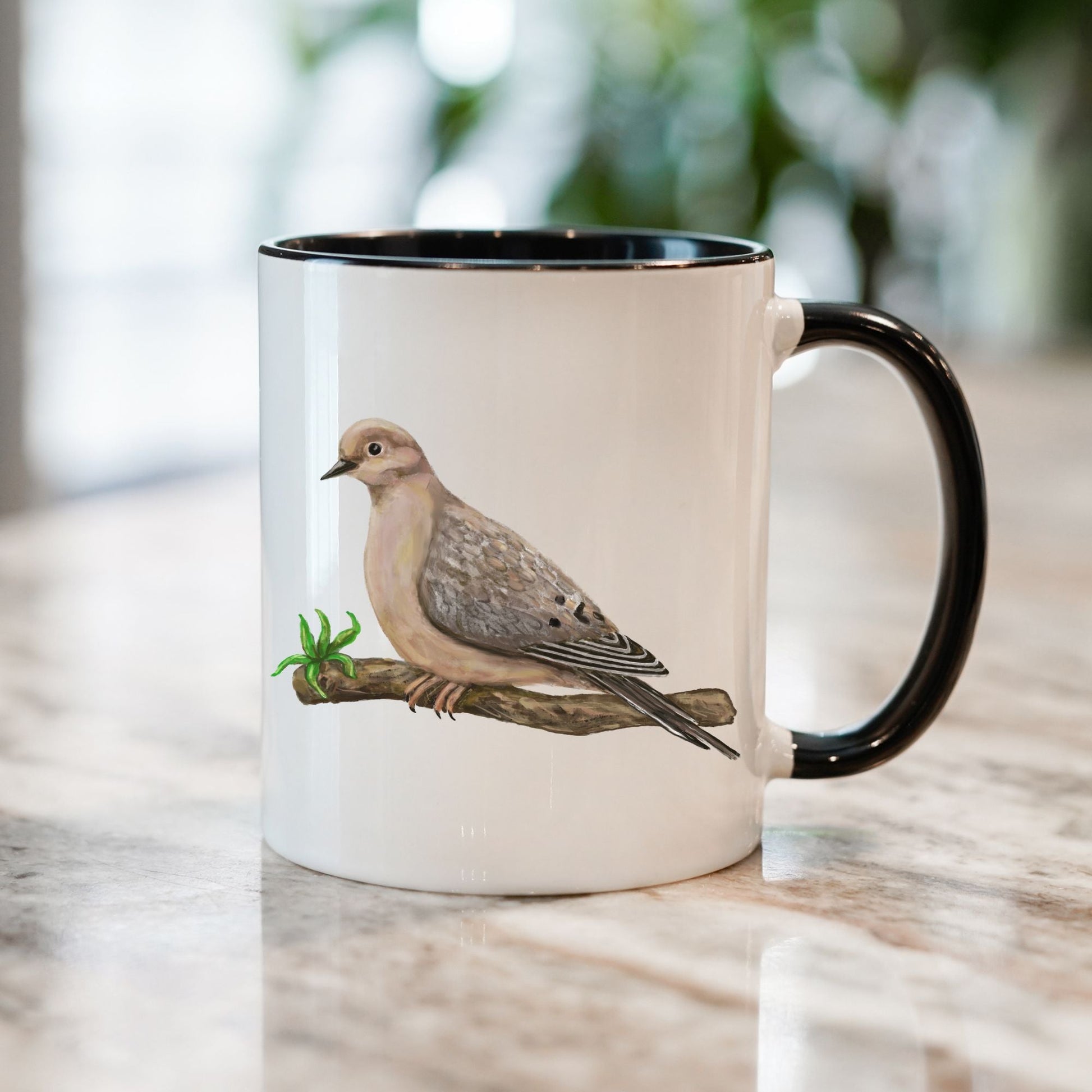 Mourning Dove Mug with Graceful Bird Illustration - MerikaArt