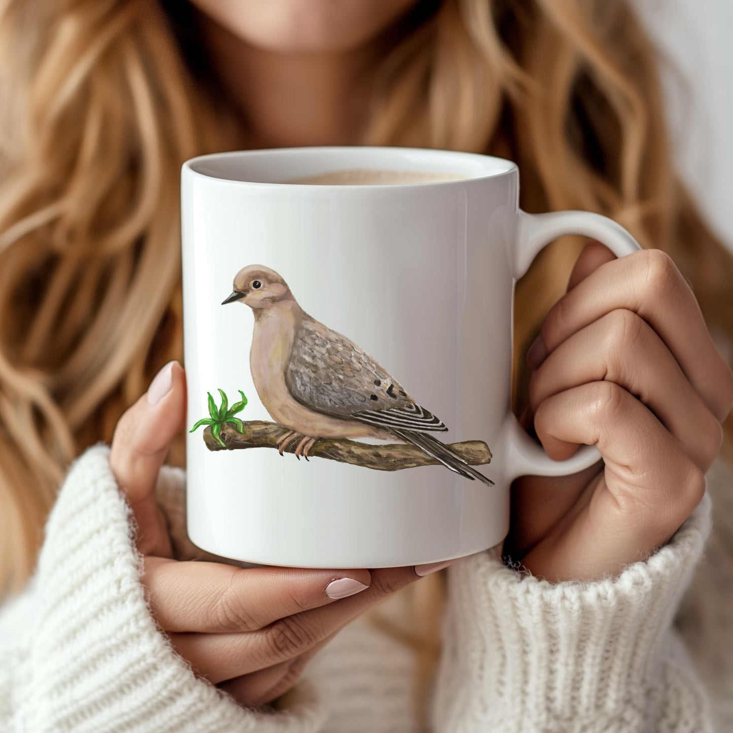 Mourning Dove Mug with Graceful Bird Illustration - MerikaArt