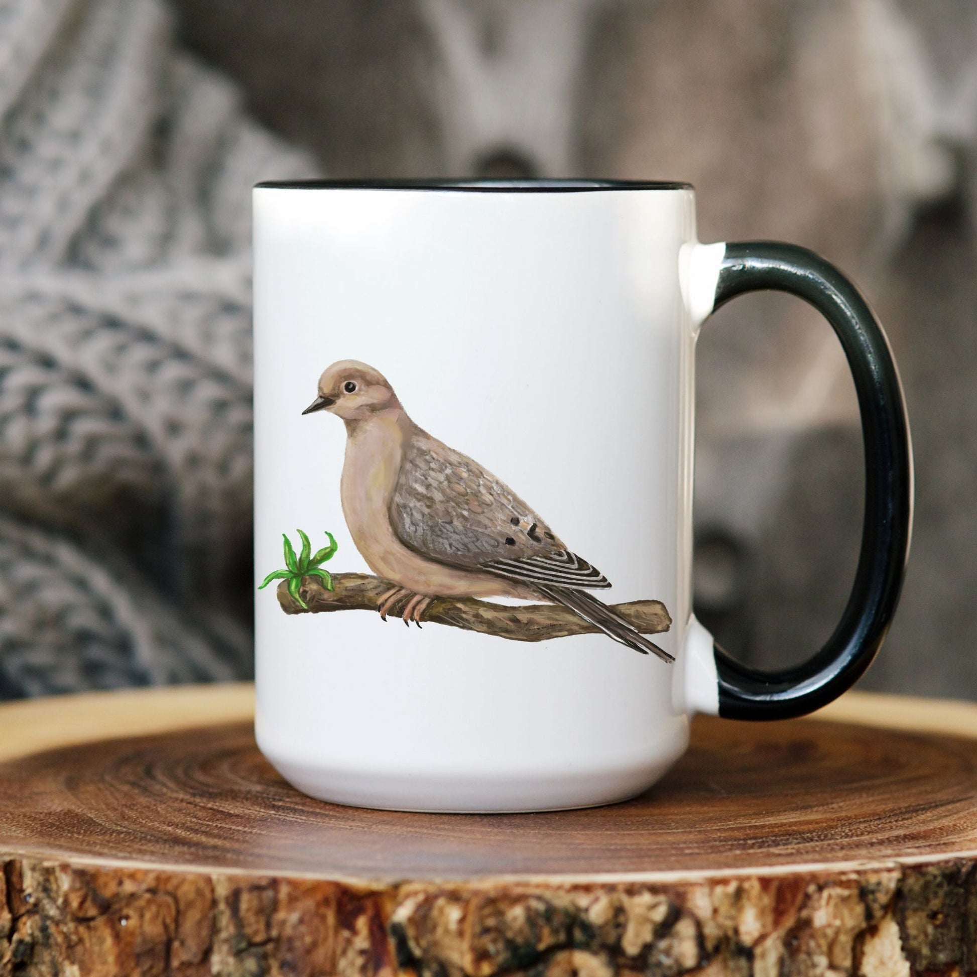 Mourning Dove Mug with Graceful Bird Illustration - MerikaArt