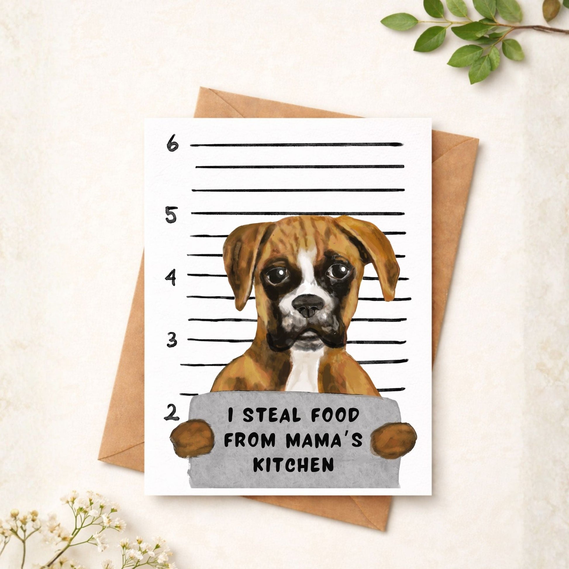 Mugshot Boxer Dog Postcard - MerikaArt