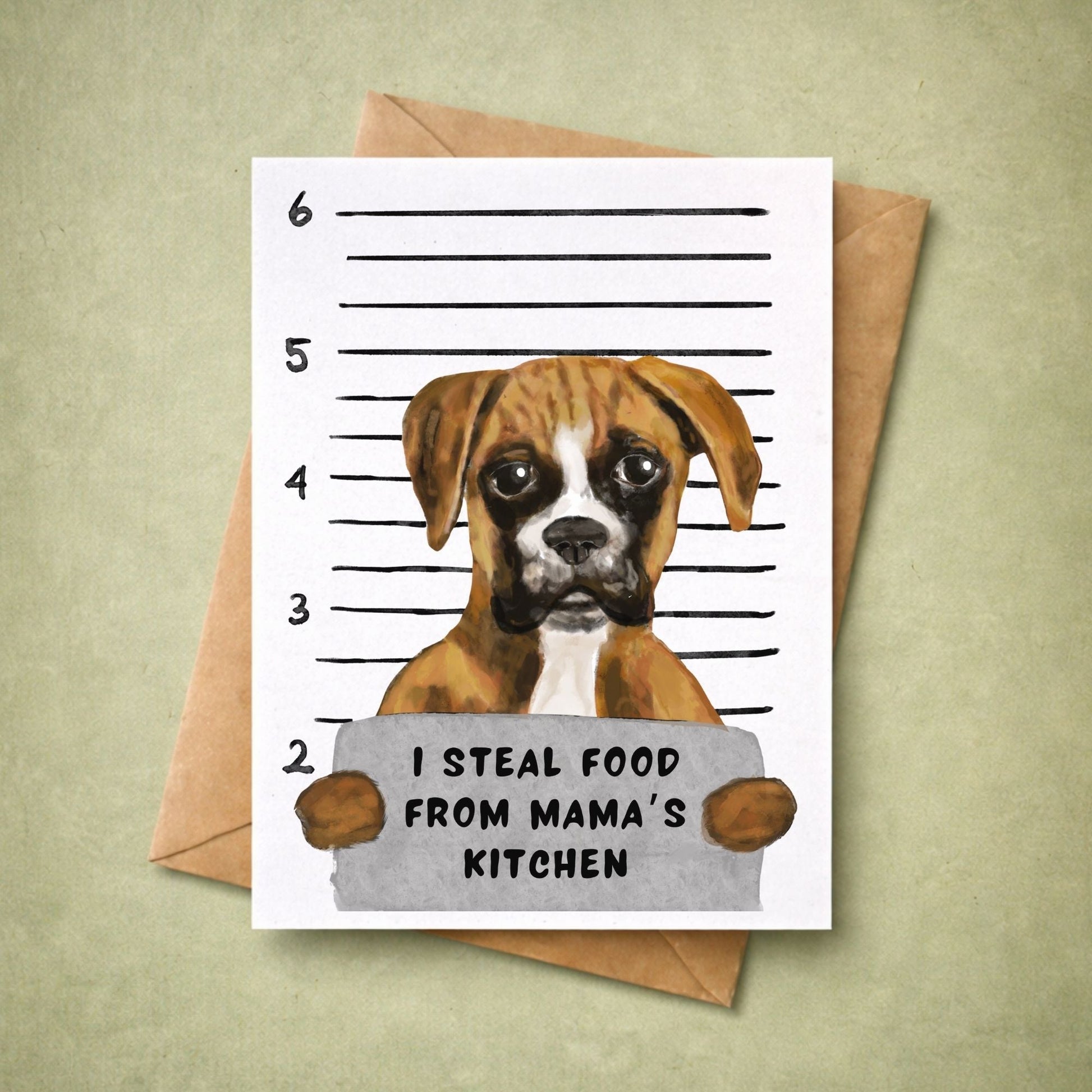 Mugshot Boxer Dog Postcard - MerikaArt