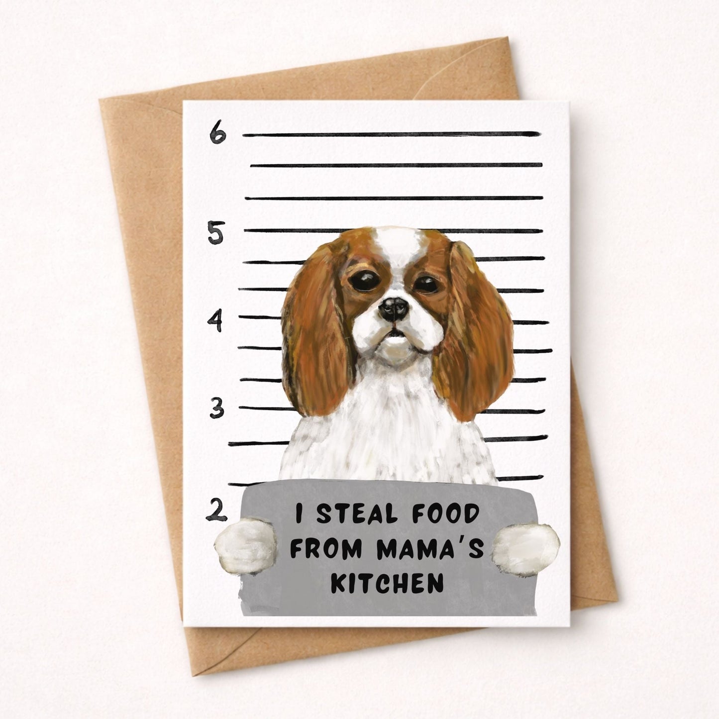 Mugshot Cavalier King Charles Spaniel Dog Postcard - MerikaArt