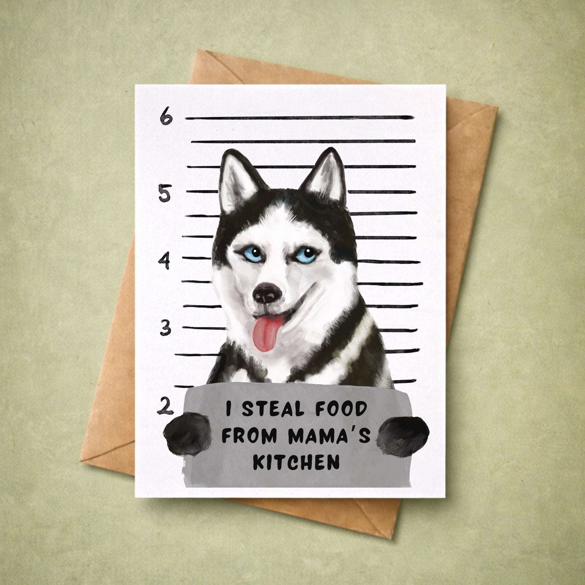Mugshot Husky Dog Postcard - MerikaArt