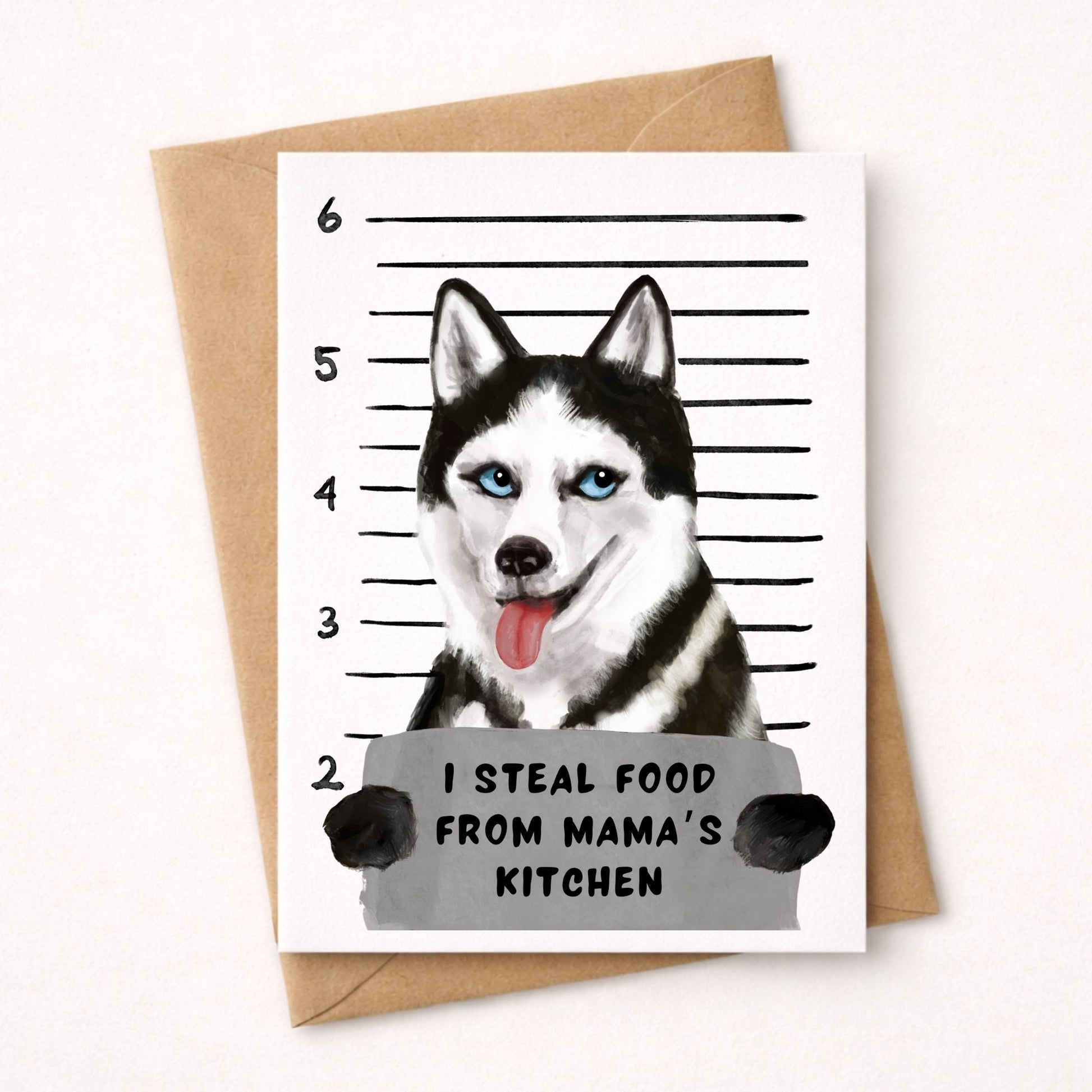 Mugshot Husky Dog Postcard - MerikaArt