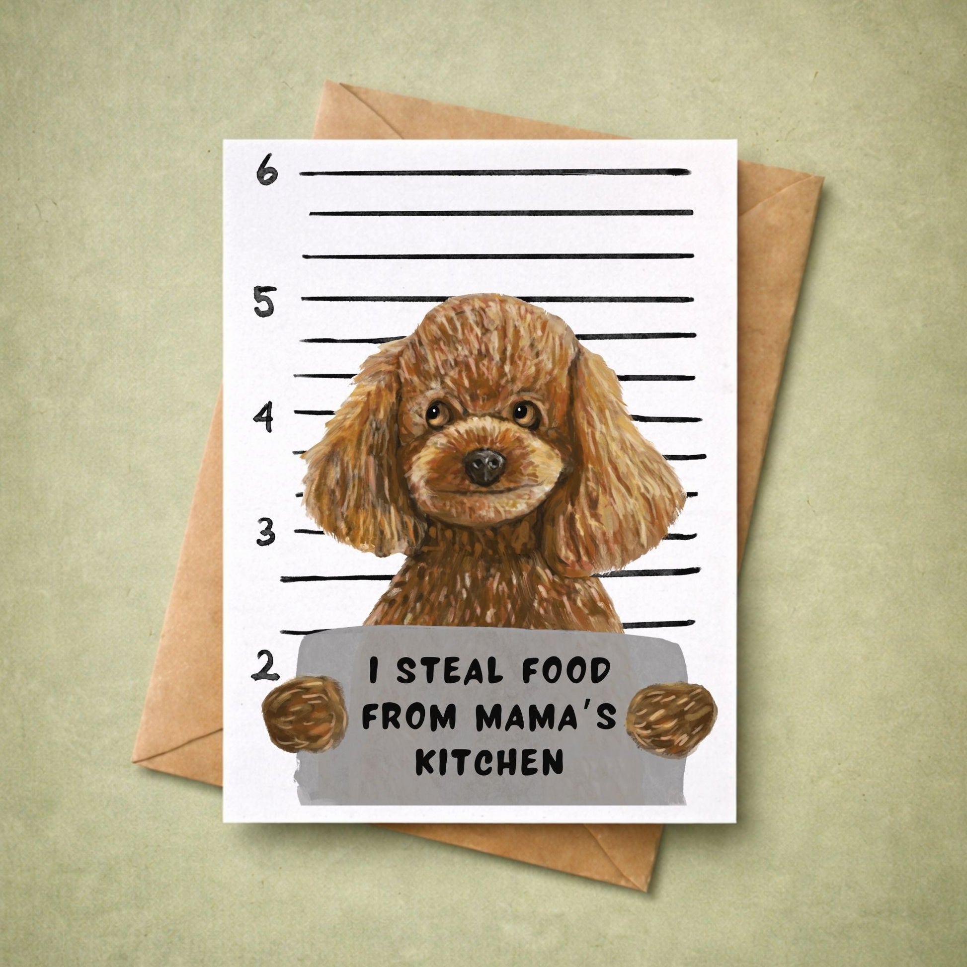 Mugshot Toy Poodle Dog Postcard - MerikaArt