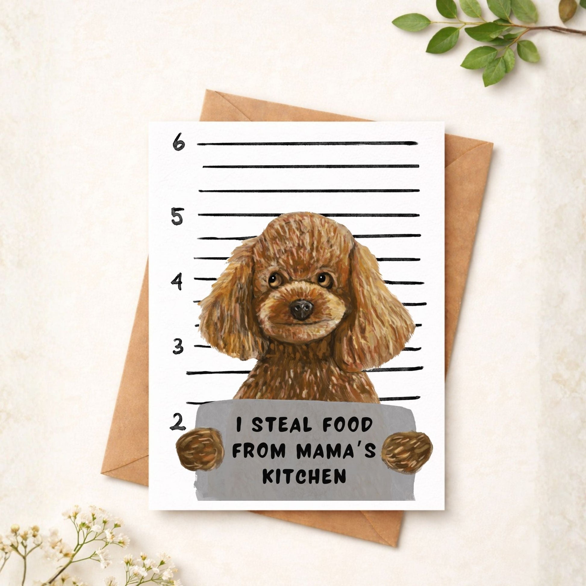Mugshot Toy Poodle Dog Postcard - MerikaArt