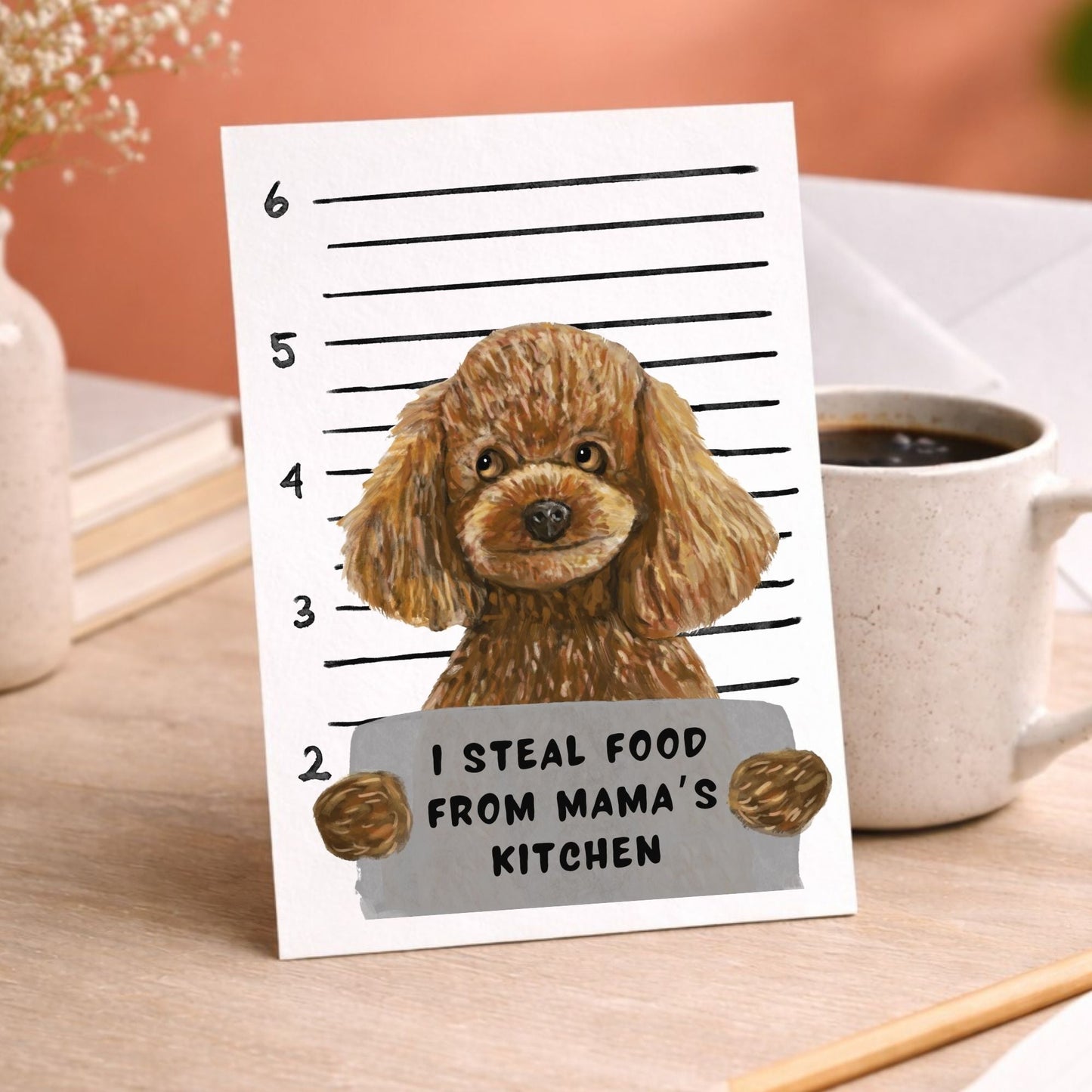 Mugshot Toy Poodle Dog Postcard - MerikaArt