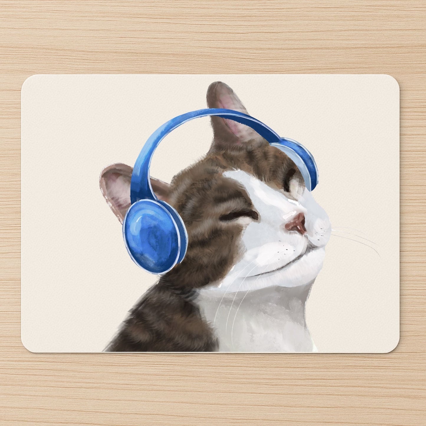 Music Lover Tabby Cat Mousepad - MerikaArt