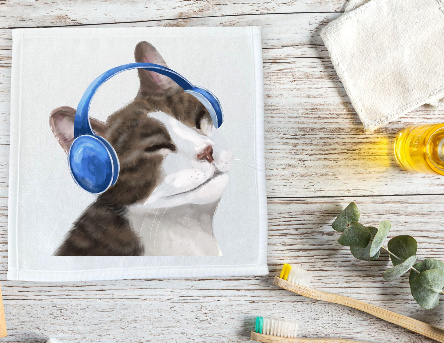 Music - Loving Cat Washcloth – A Perfect Gift for Cat and Music Lovers - MerikaArt