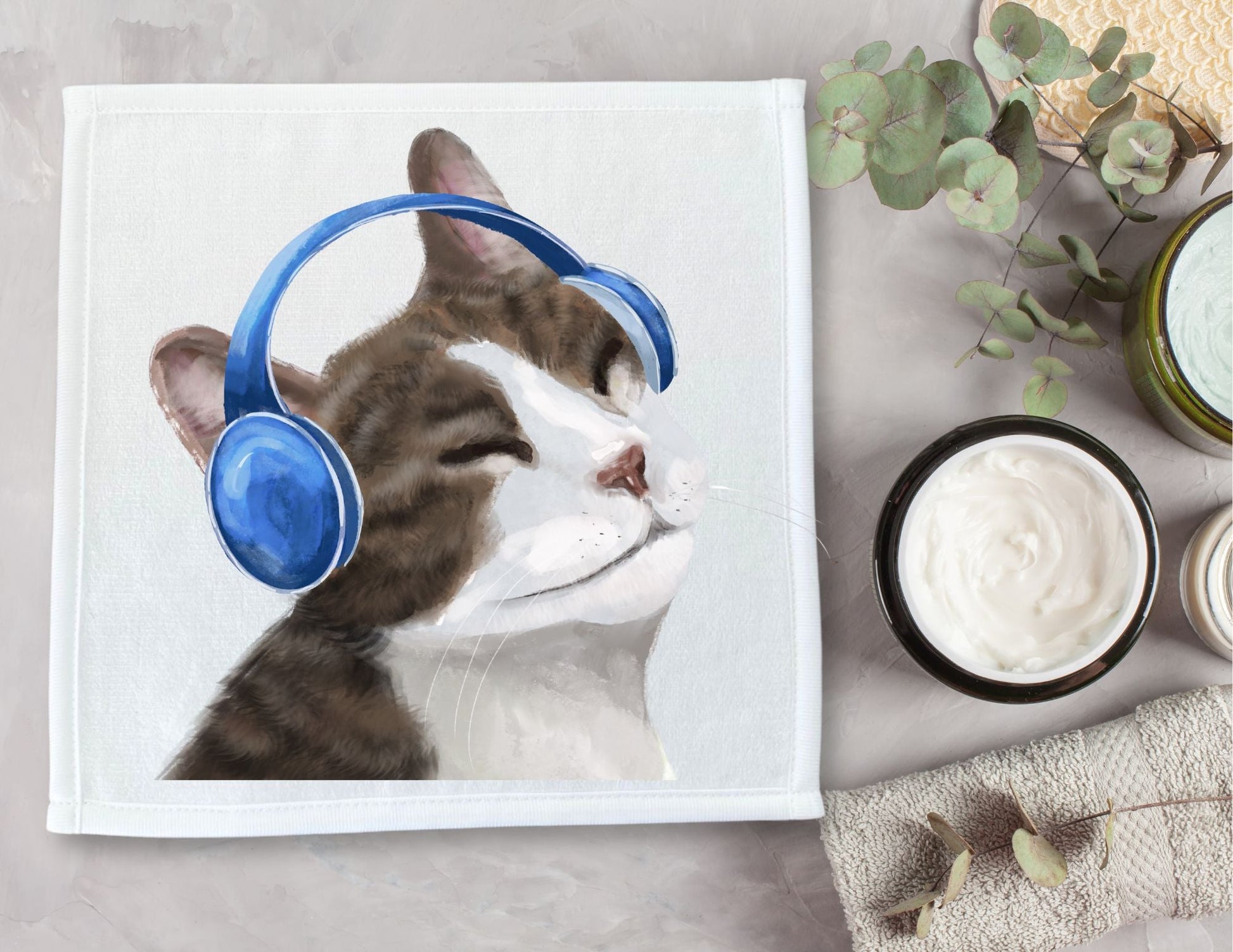 Music - Loving Cat Washcloth – A Perfect Gift for Cat and Music Lovers - MerikaArt