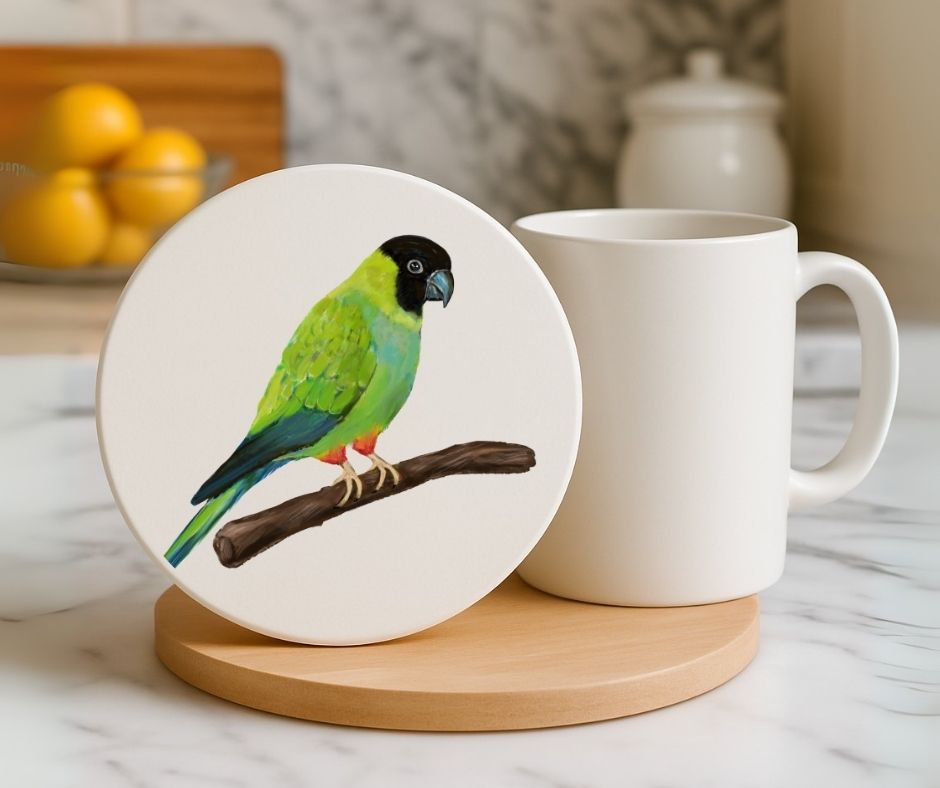 Nanday Conure Ceramic Coaster - MerikaArt