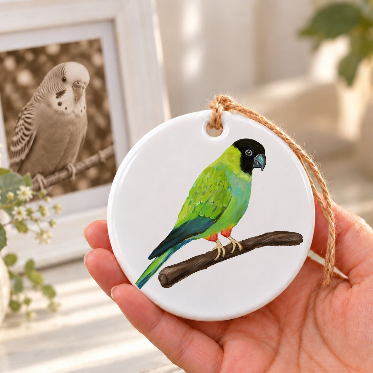 Nanday Conure Ceramic Ornament - MerikaArt