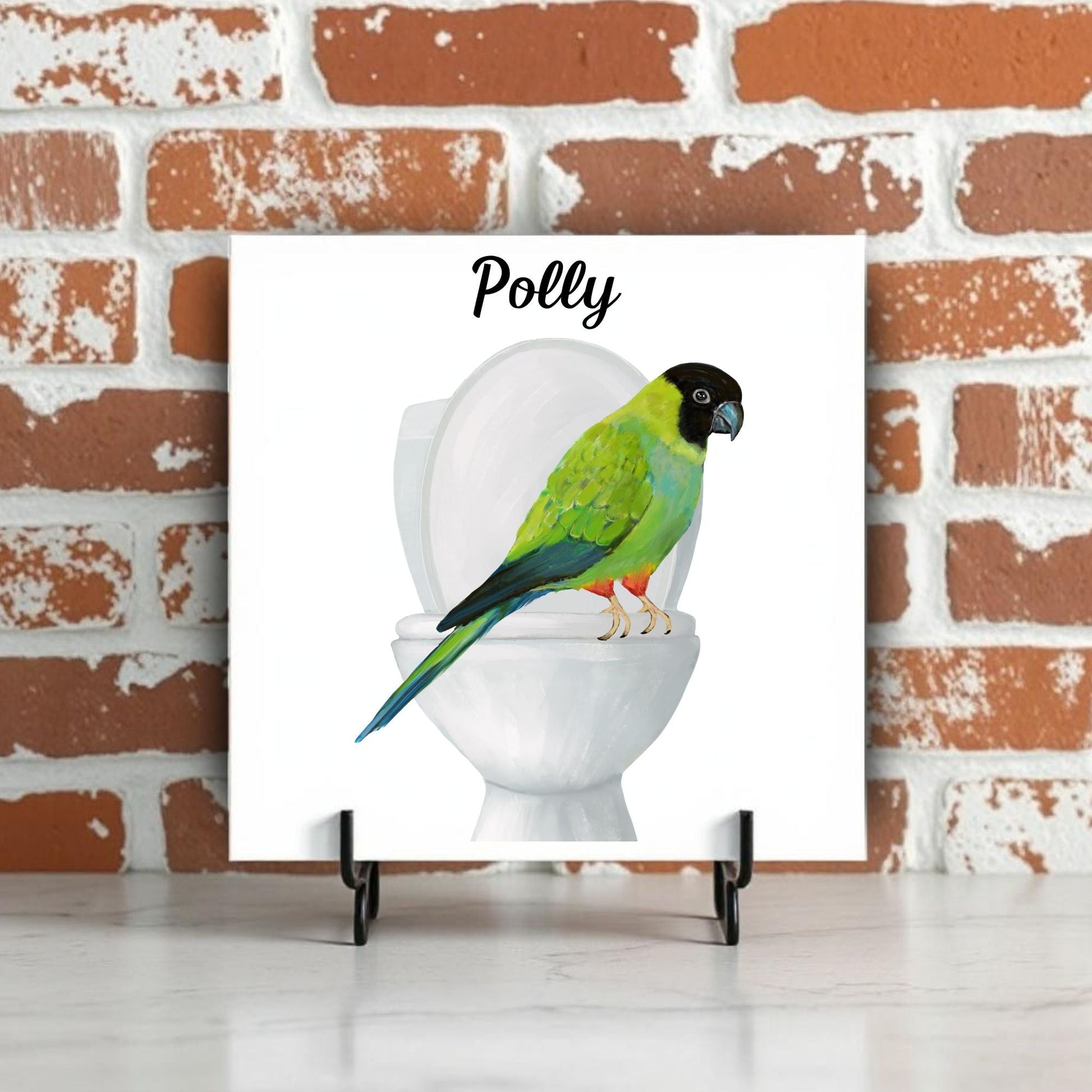 Nanday Conure on Toilet Ceramic Tile – Handcrafted Whimsical Decor - MerikaArt