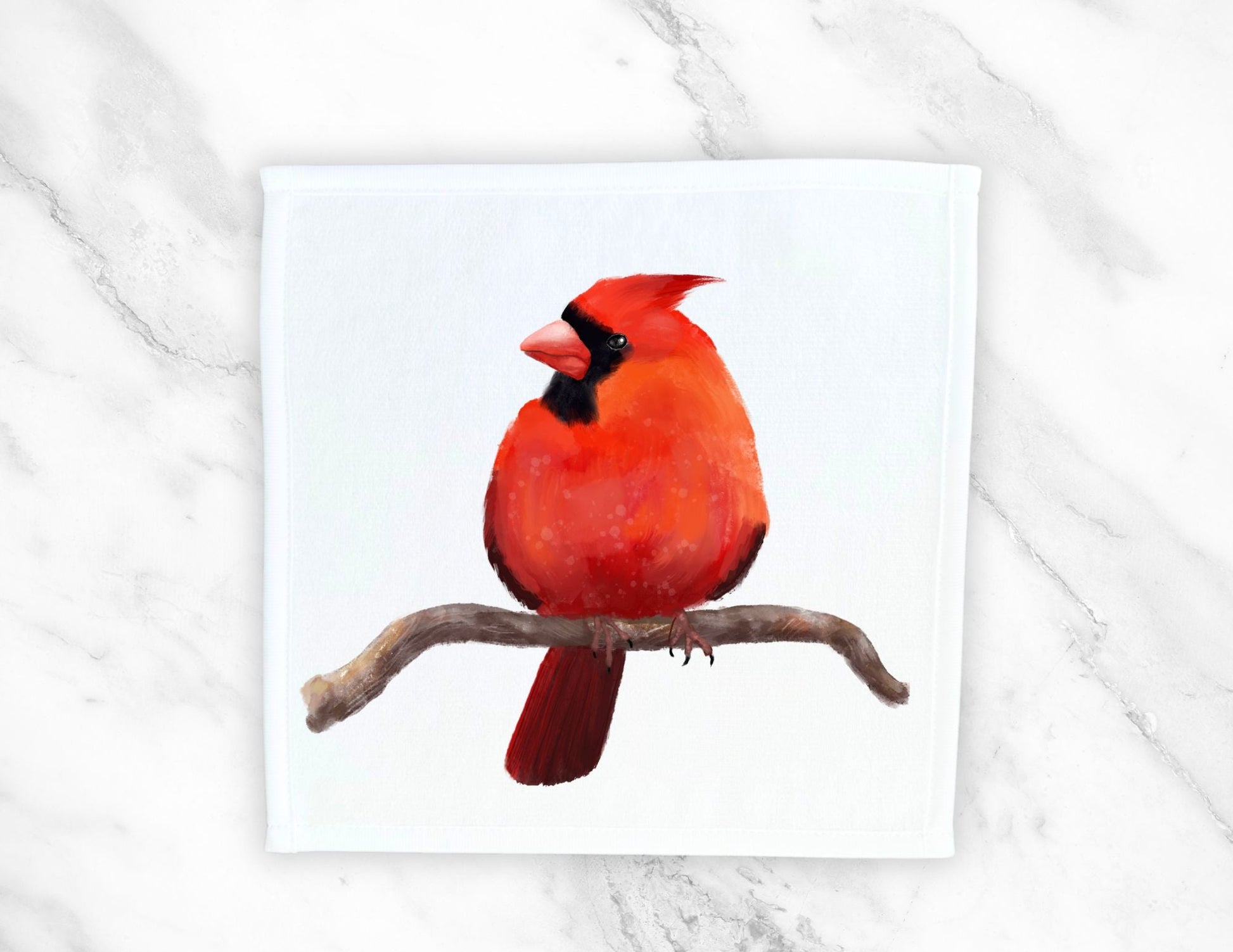 Northern Cardinal Bird Washcloth - MerikaArt