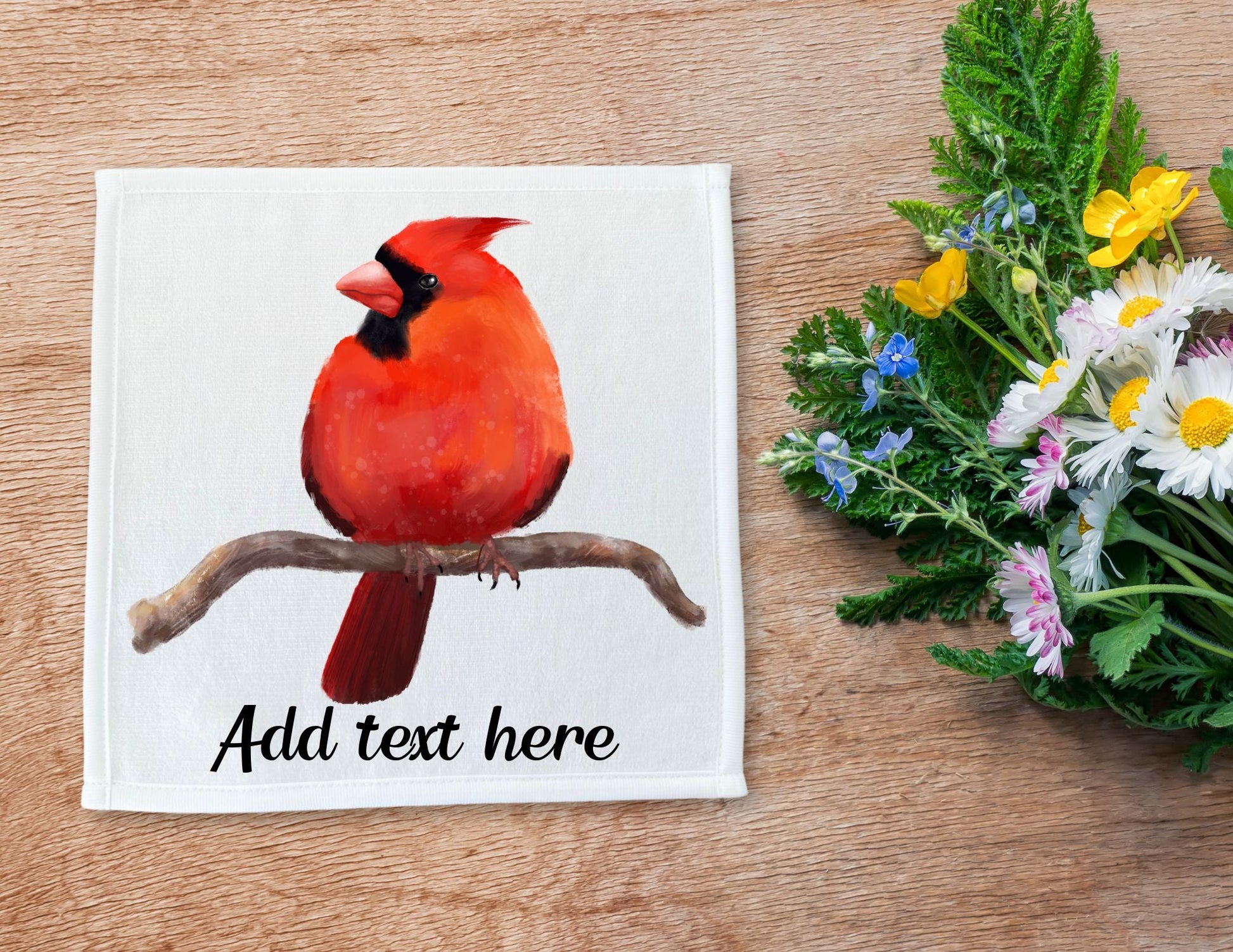 Northern Cardinal Bird Washcloth - MerikaArt