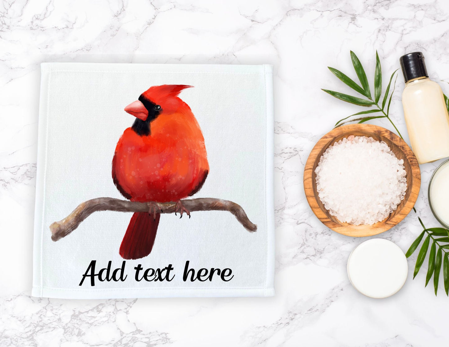 Northern Cardinal Bird Washcloth - MerikaArt