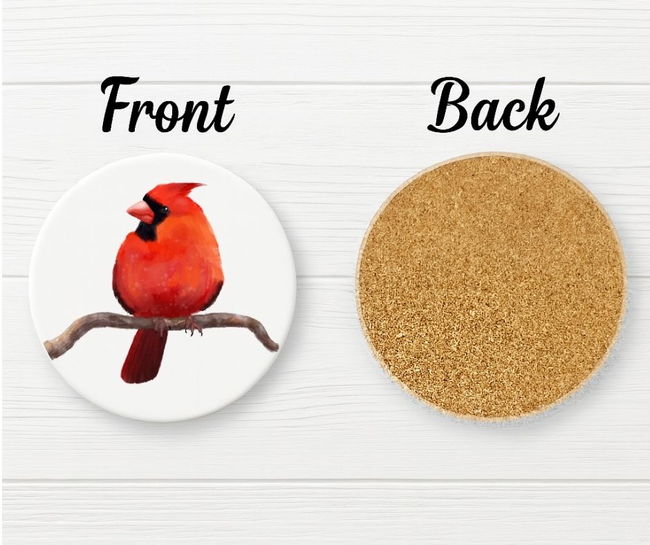 Northern Cardinal Ceramic Coaster - MerikaArt