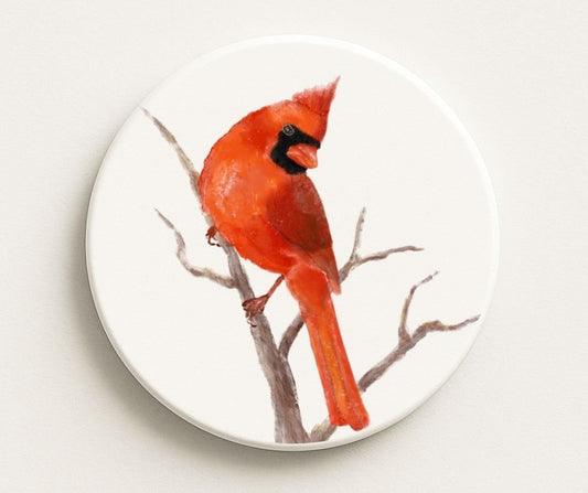 Northern Cardinal Ceramic Coaster - MerikaArt