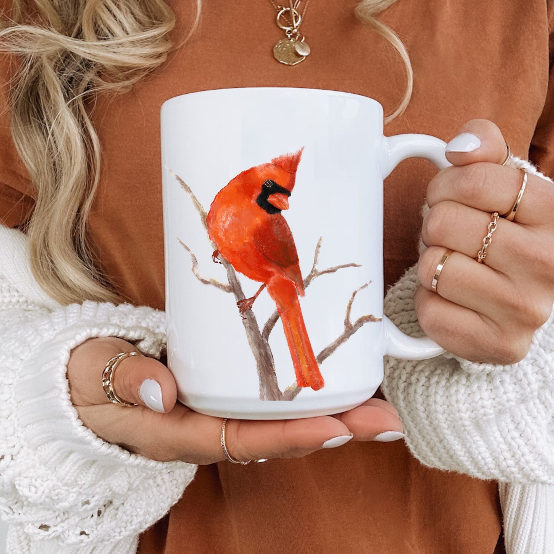 Northern Cardinal Ceramic Coffee Mug - MerikaArt