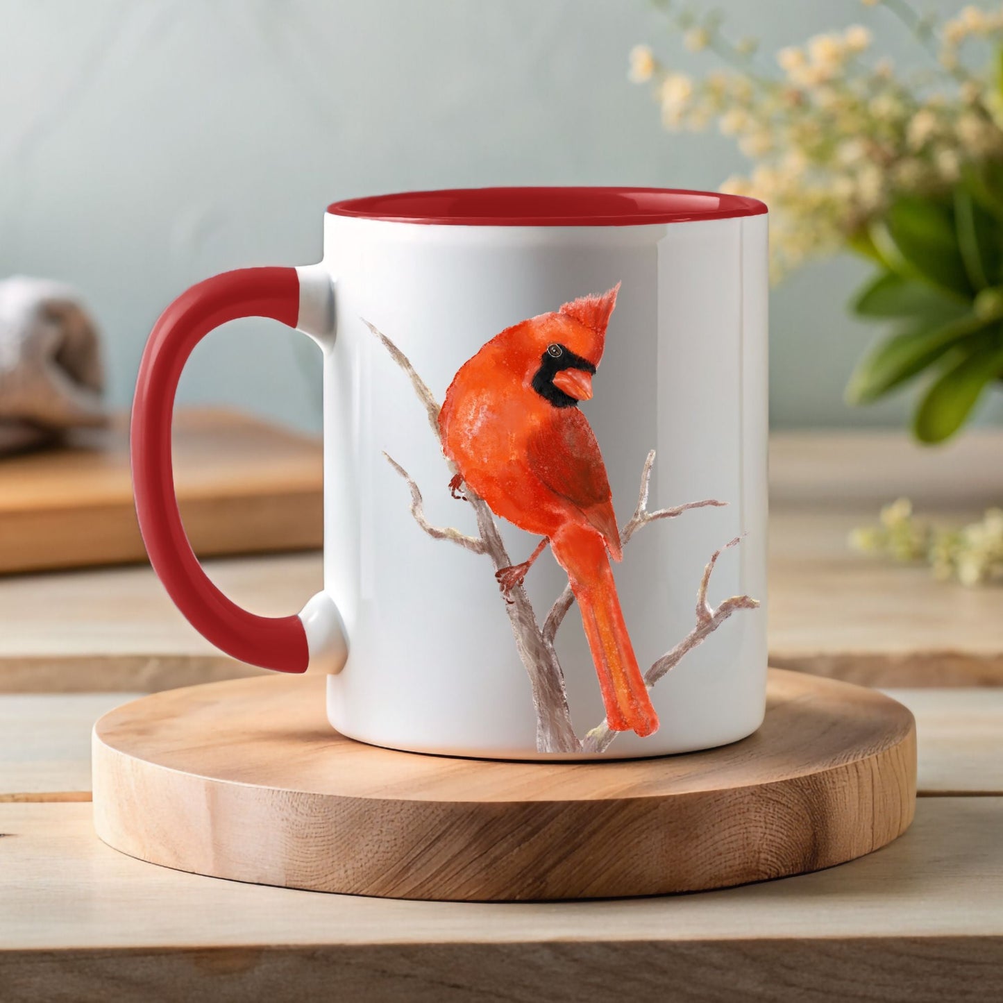 Northern Cardinal Ceramic Coffee Mug - MerikaArt