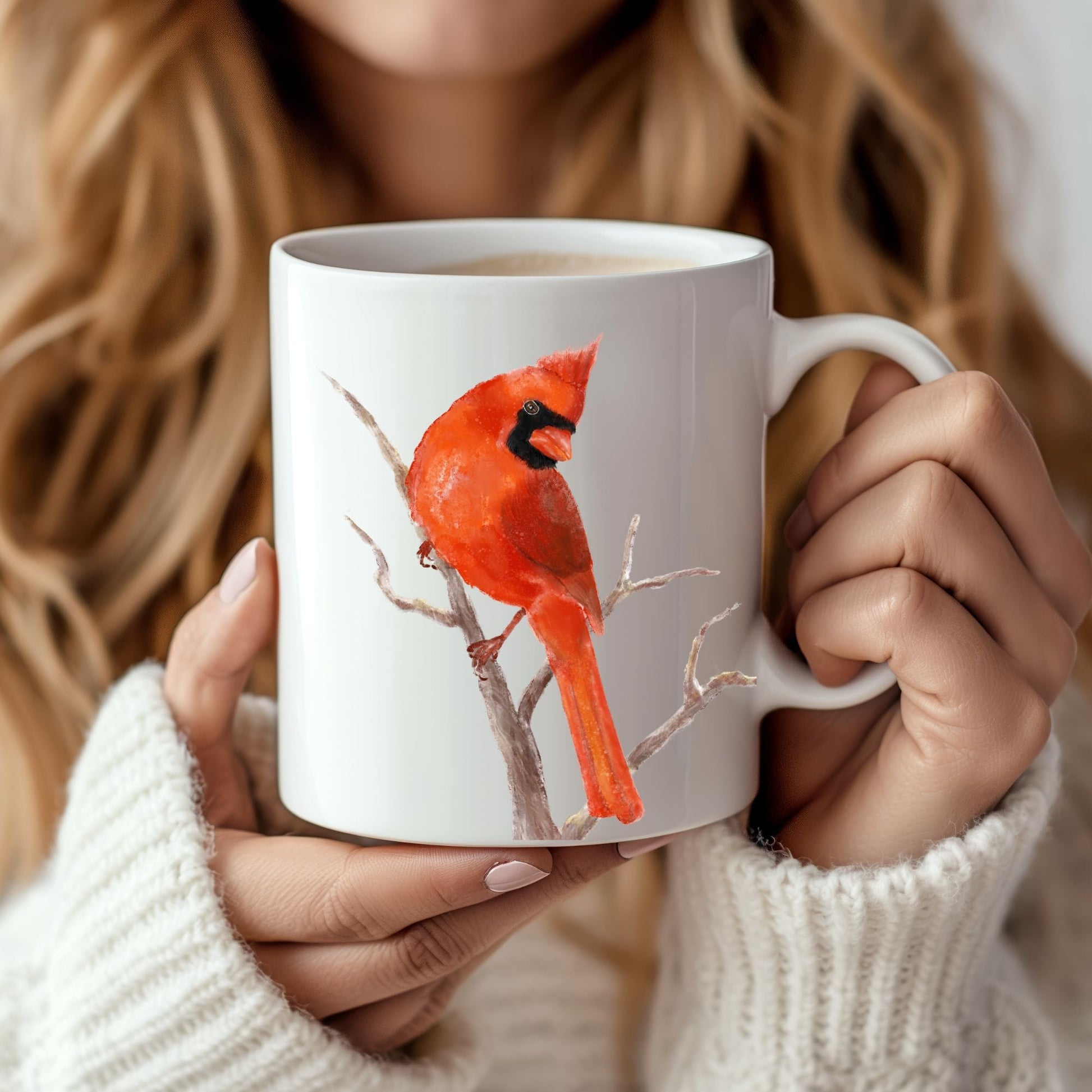 Northern Cardinal Ceramic Coffee Mug - MerikaArt