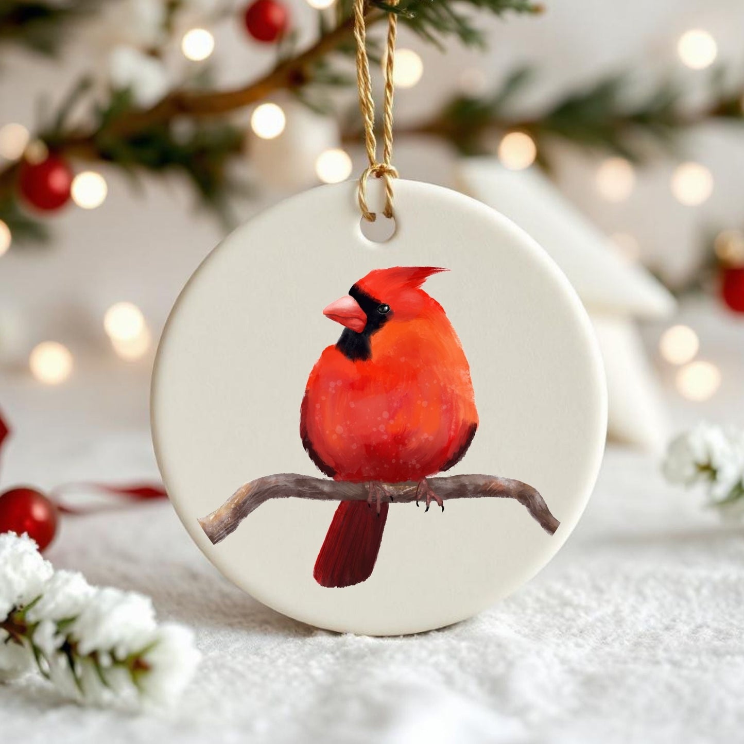 Northern Cardinal Ceramic Ornament - MerikaArt