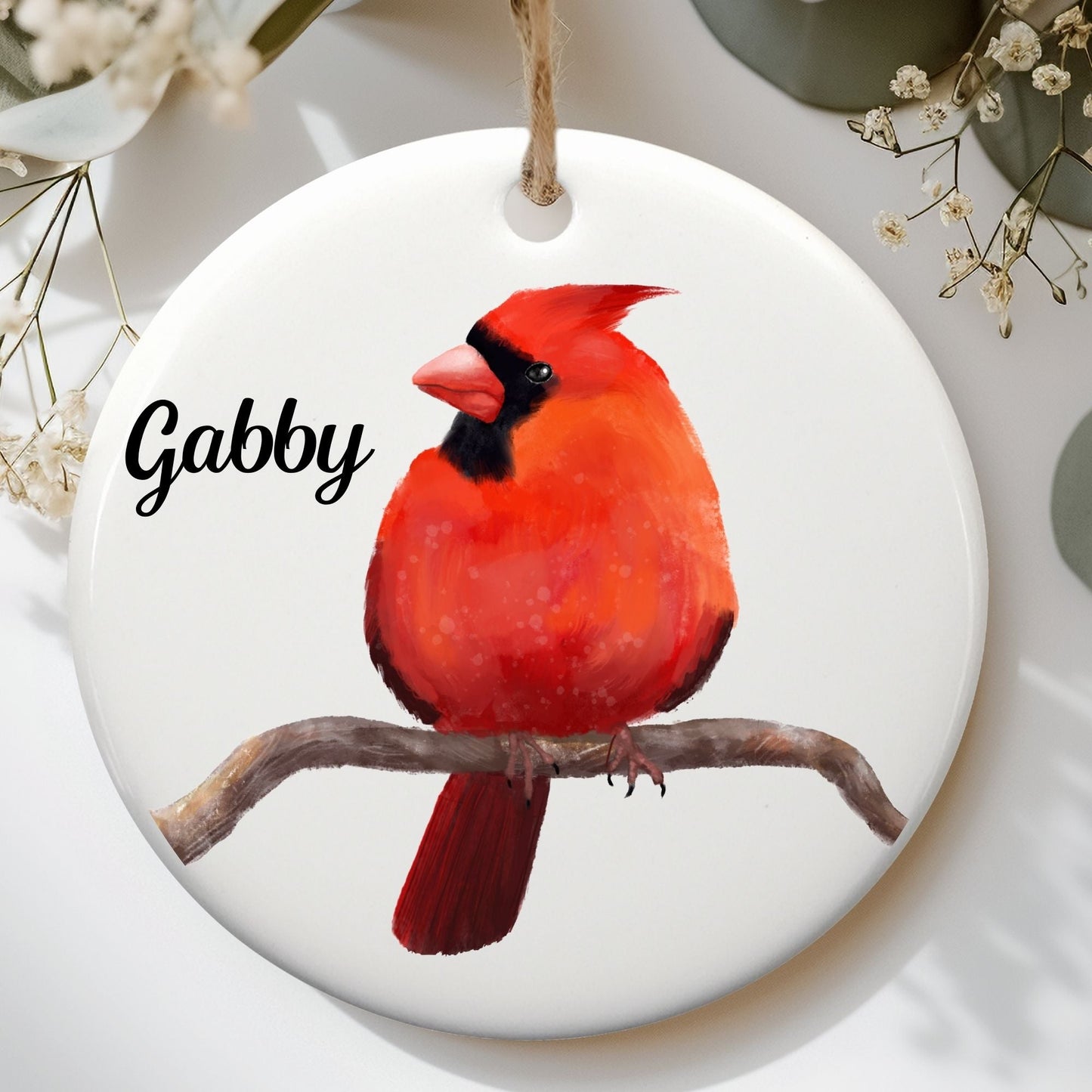 Northern Cardinal Ceramic Ornament - MerikaArt