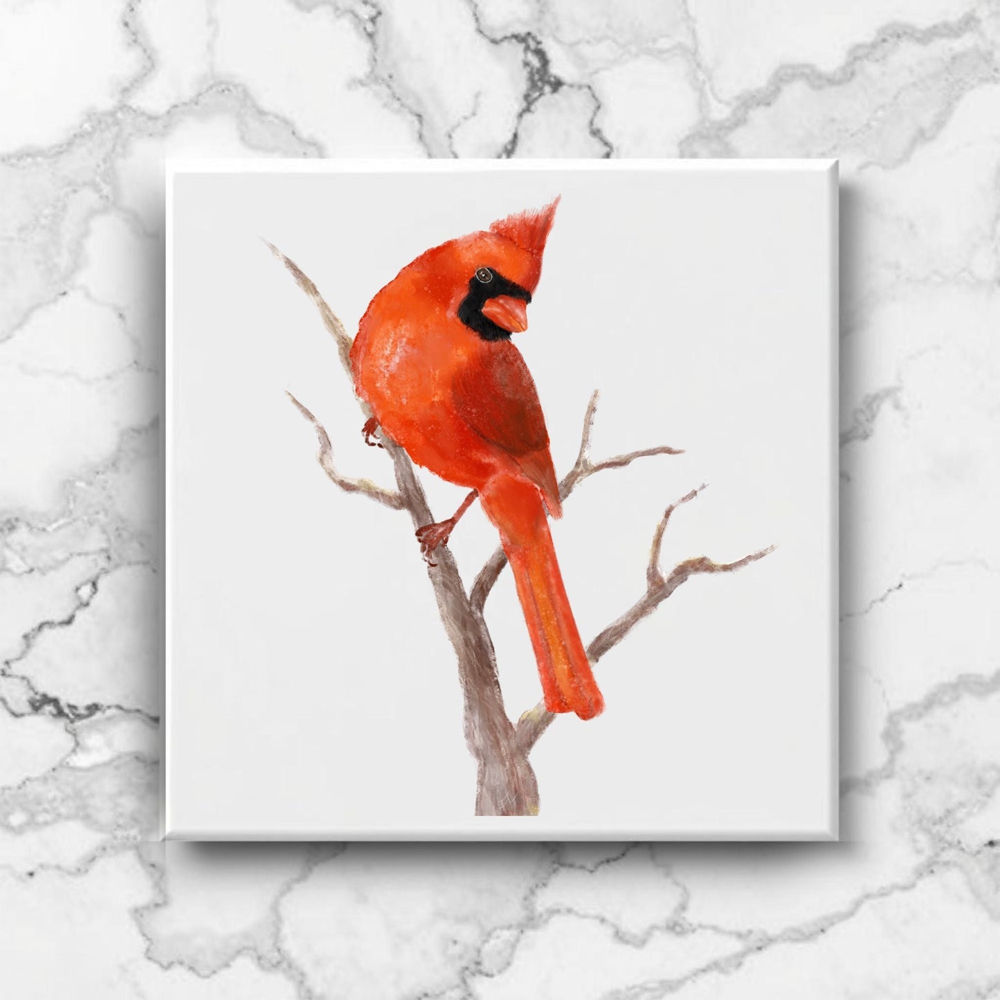 Northern Cardinal Ceramic Tile – Handcrafted Bird Art - MerikaArt