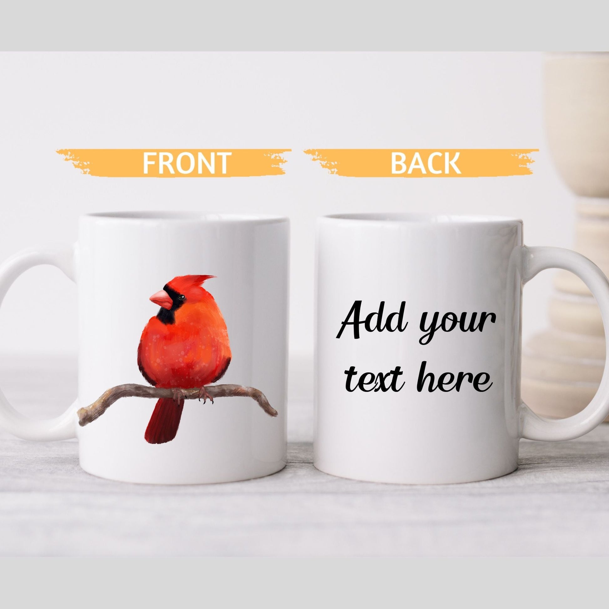 Northern Cardinal Mug with Vibrant Male Illustration - MerikaArt