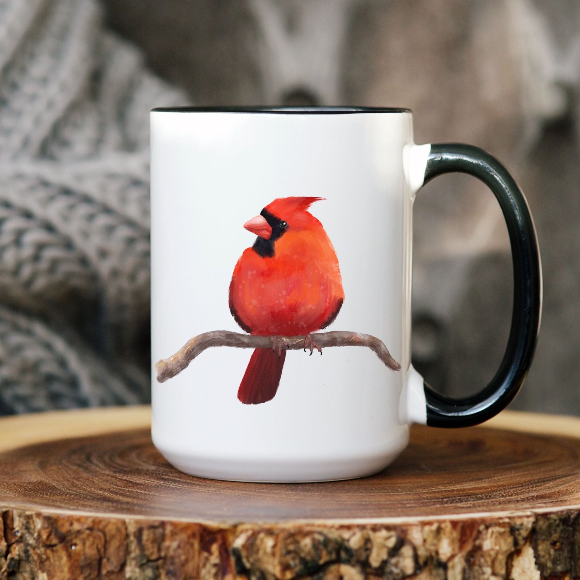 Northern Cardinal Mug with Vibrant Male Illustration - MerikaArt