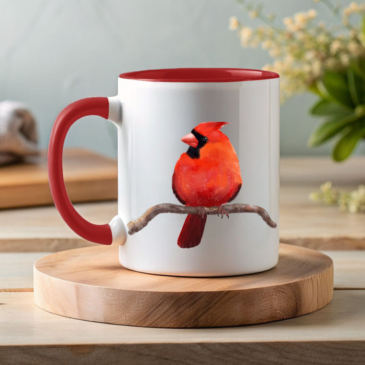 Northern Cardinal Mug with Vibrant Male Illustration - MerikaArt