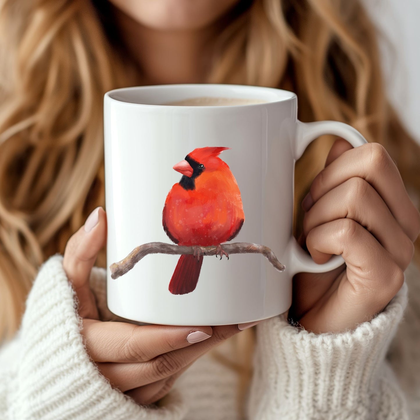 Northern Cardinal Mug with Vibrant Male Illustration - MerikaArt