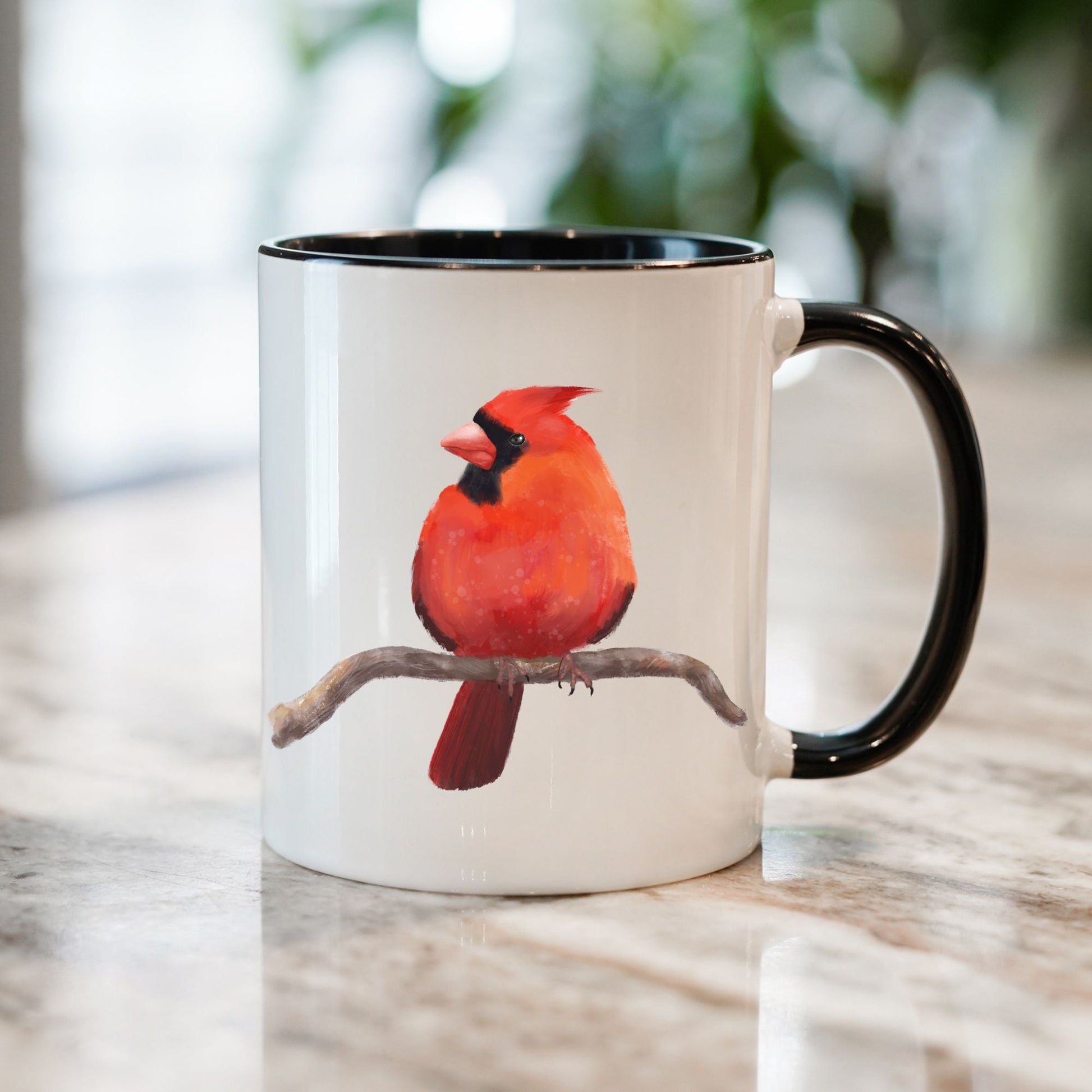 Northern Cardinal Mug with Vibrant Male Illustration - MerikaArt