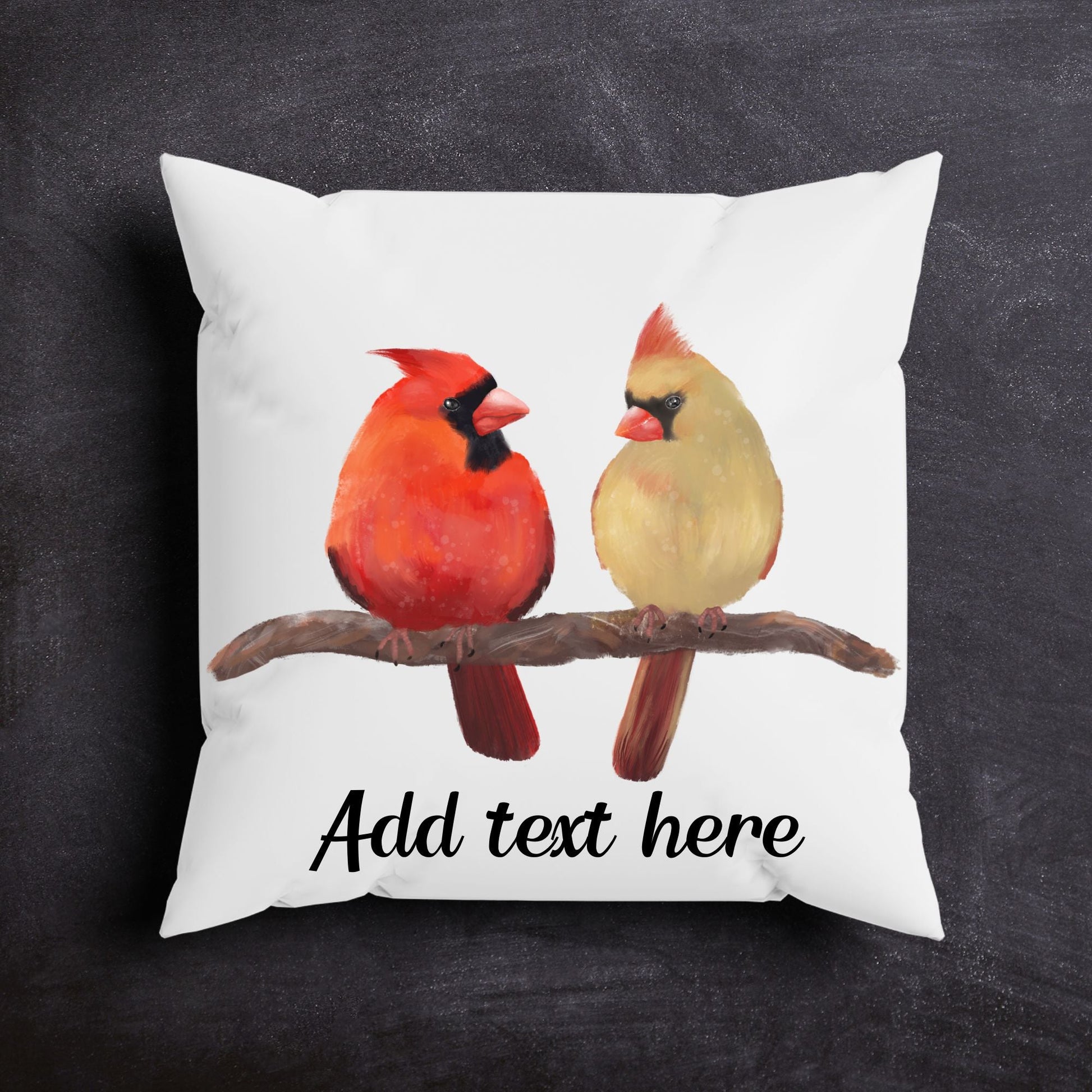 Northern Cardinal Pair Bird Pillow - MerikaArt