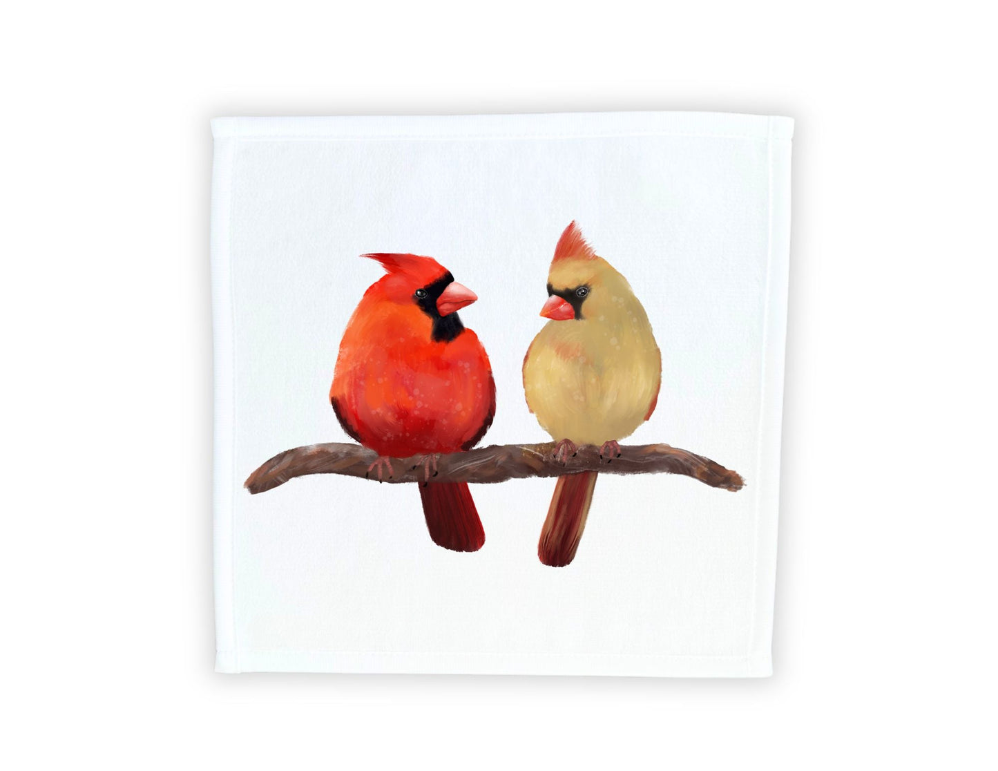 Northern Cardinal Pair Bird Washcloth - MerikaArt