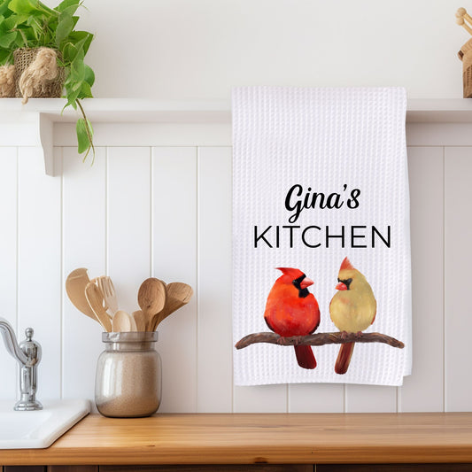 Northern Cardinal Pair Kitchen Towel - MerikaArt