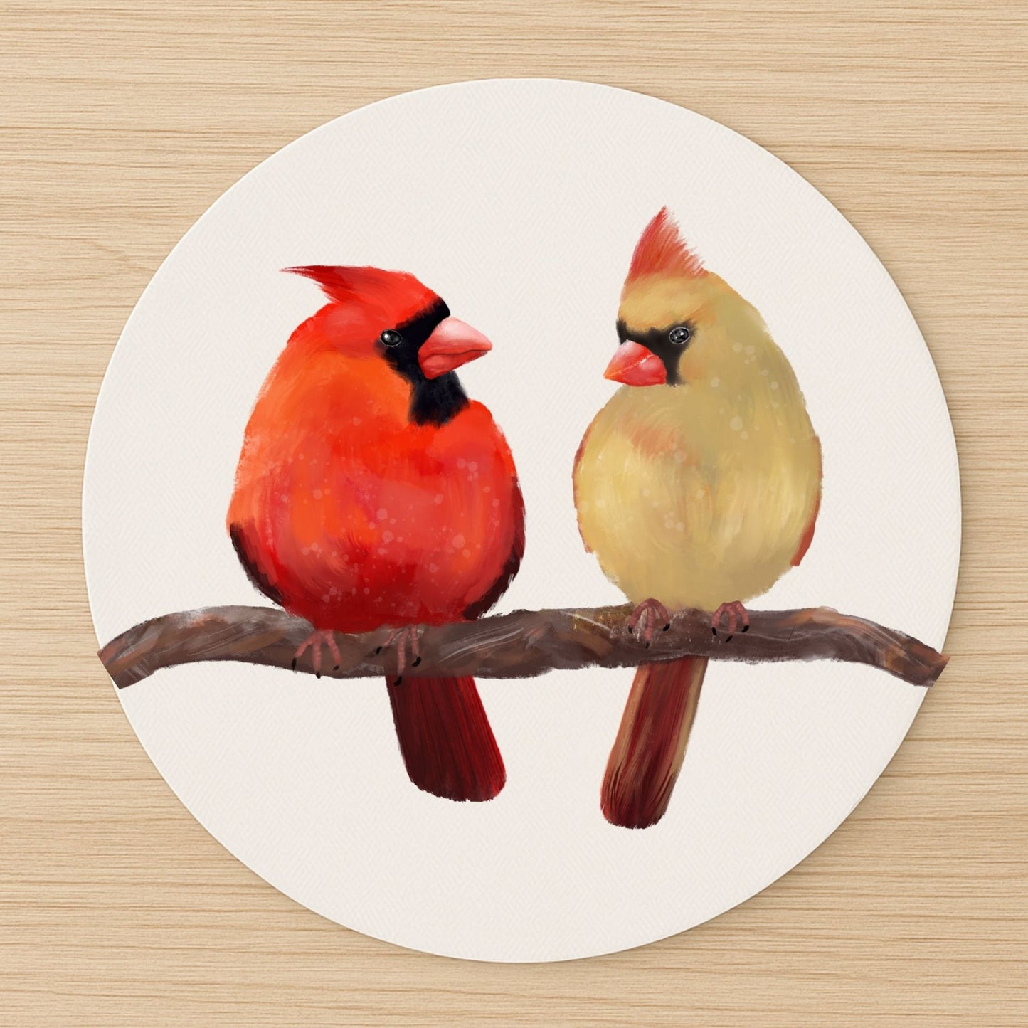 Northern Cardinal Pair Mousepad - MerikaArt