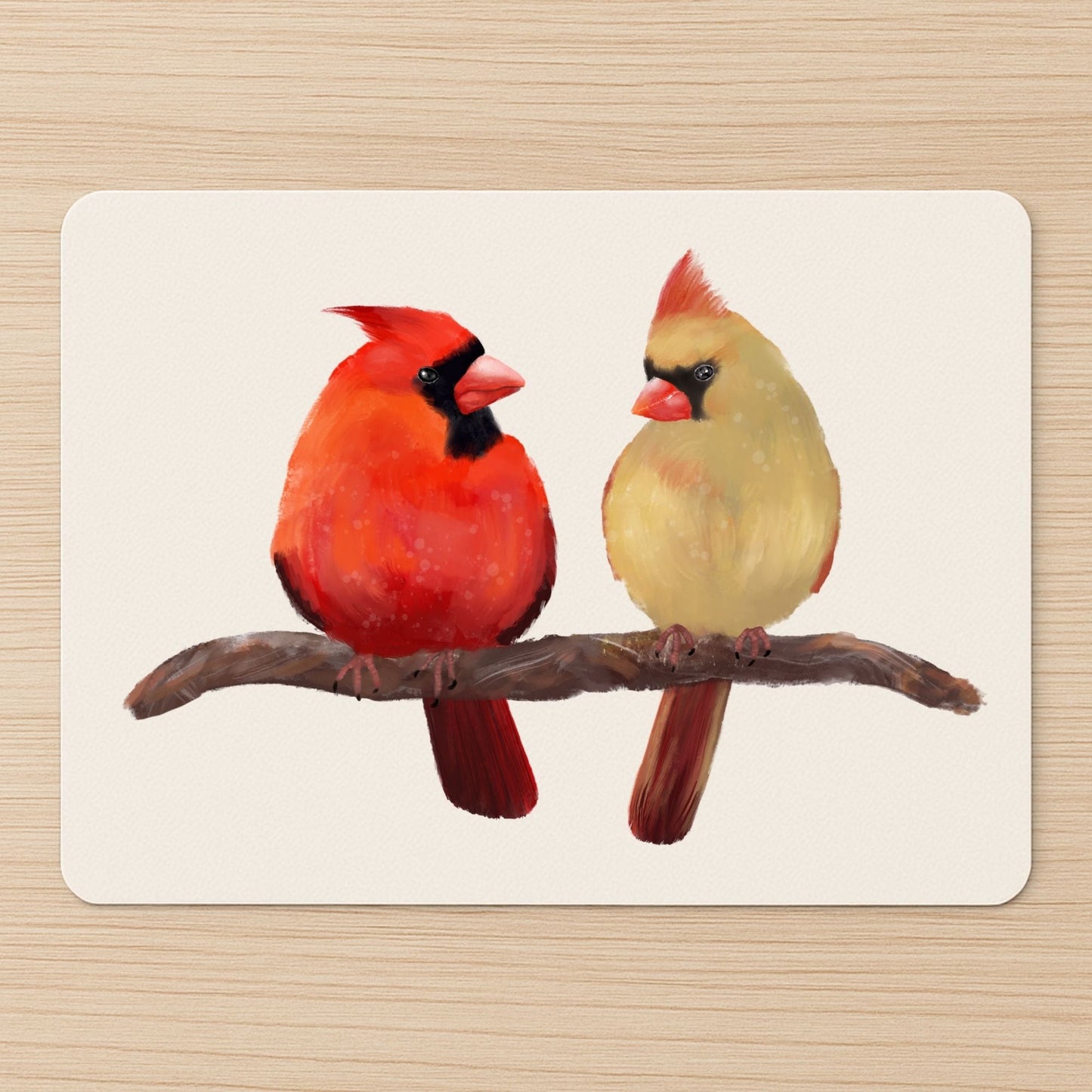 Northern Cardinal Pair Mousepad - MerikaArt