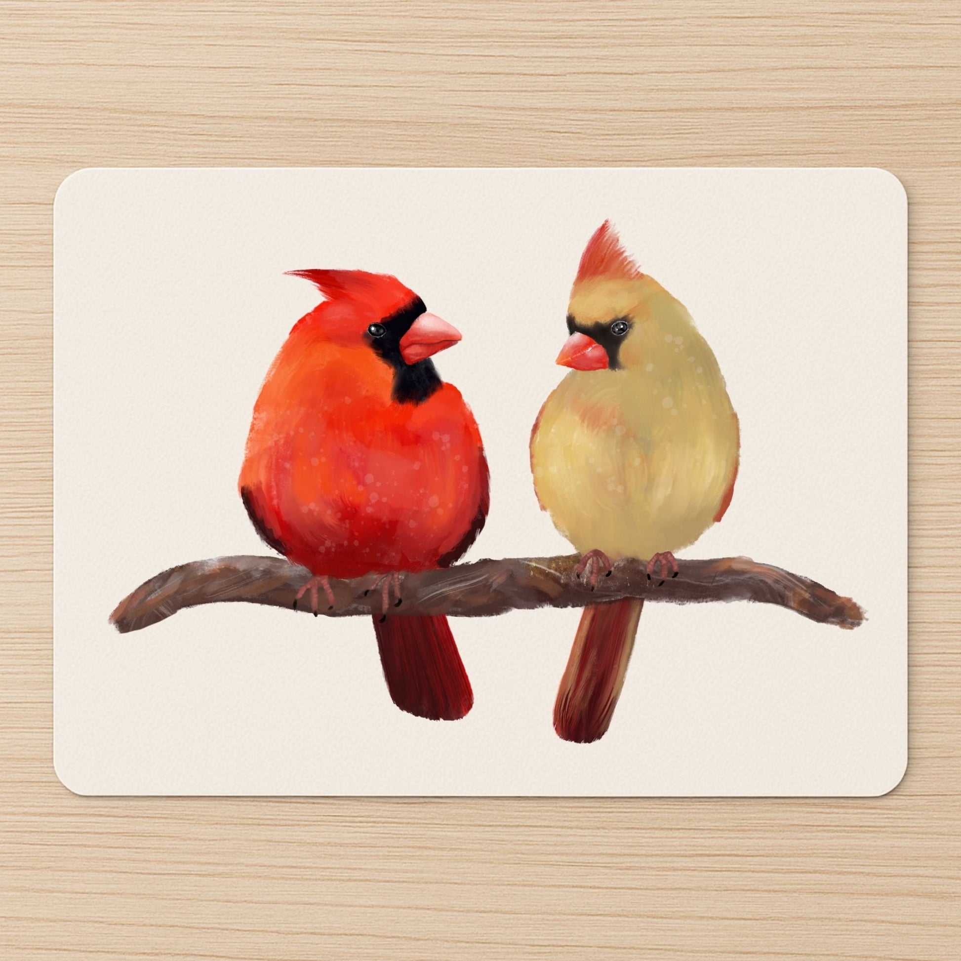 Northern Cardinal Pair Mousepad - MerikaArt