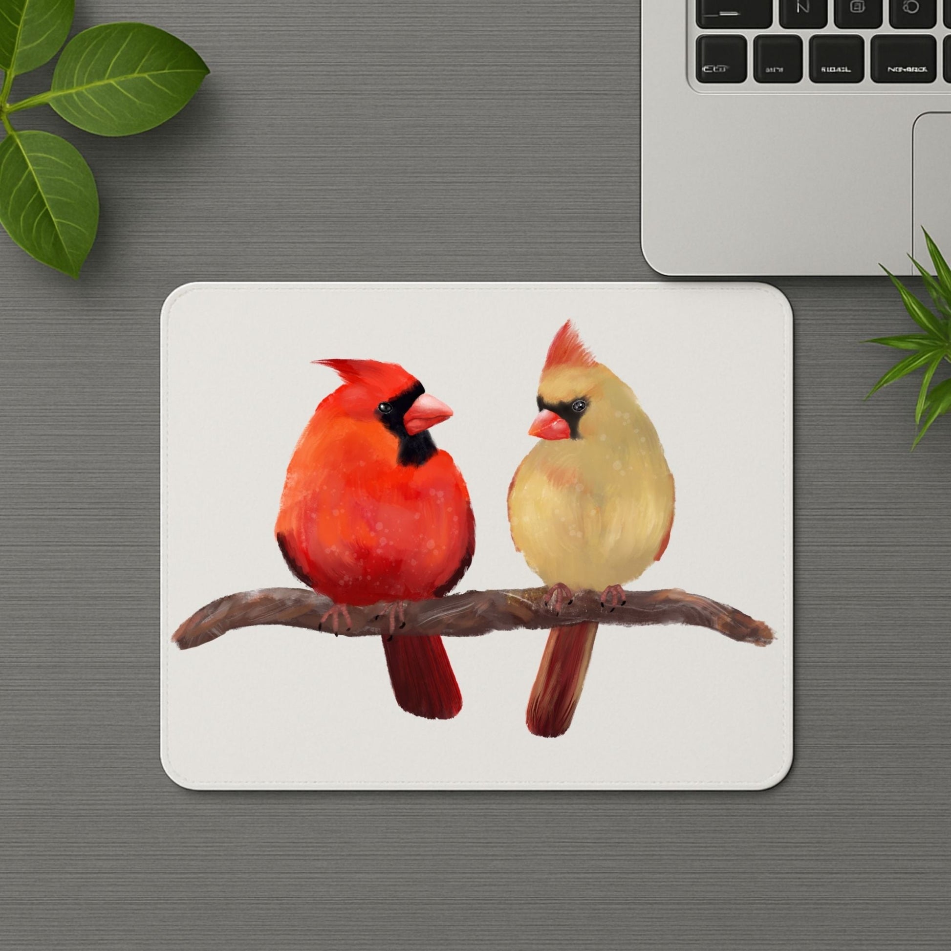 Northern Cardinal Pair Mousepad - MerikaArt