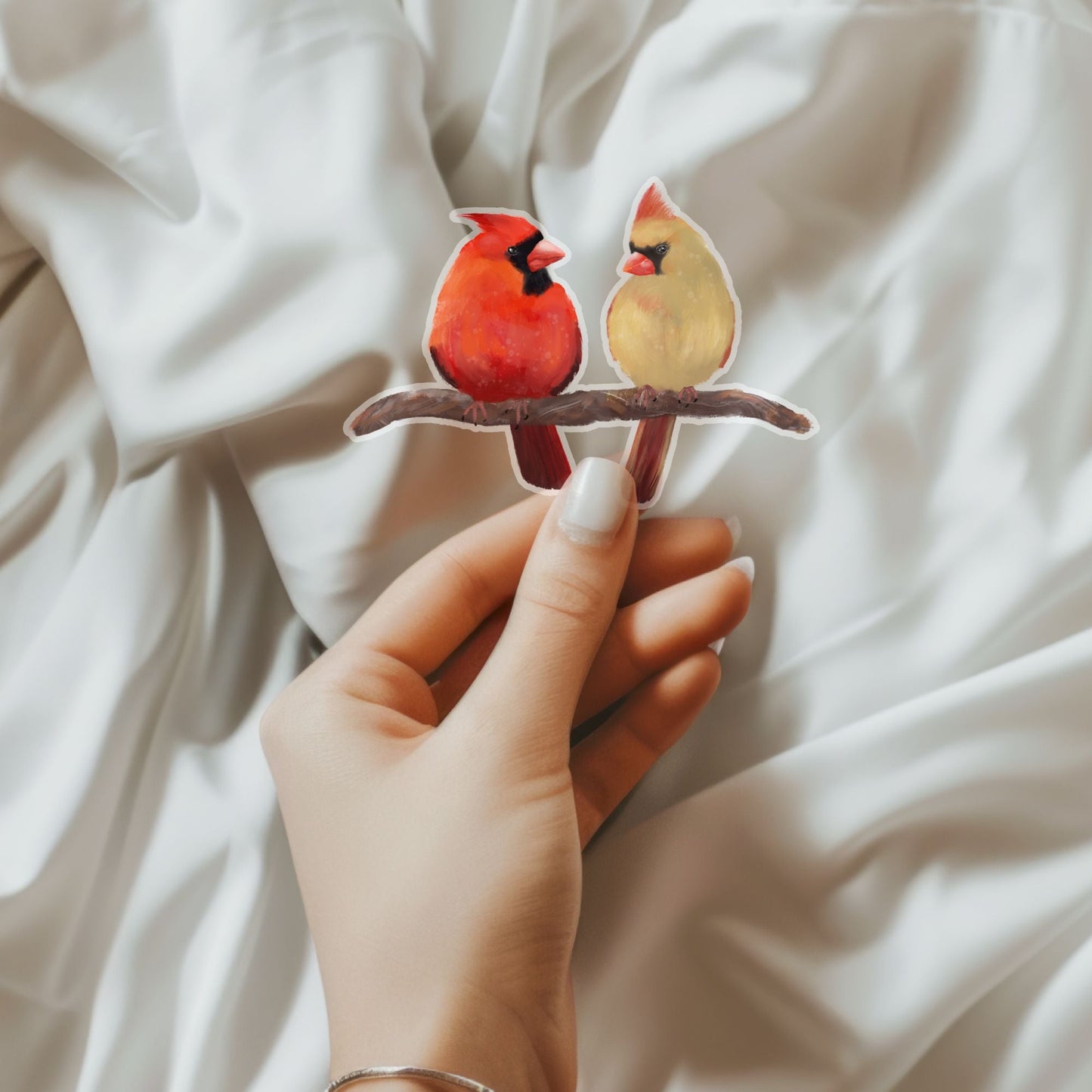 Northern Cardinal Pair Sticker - MerikaArt