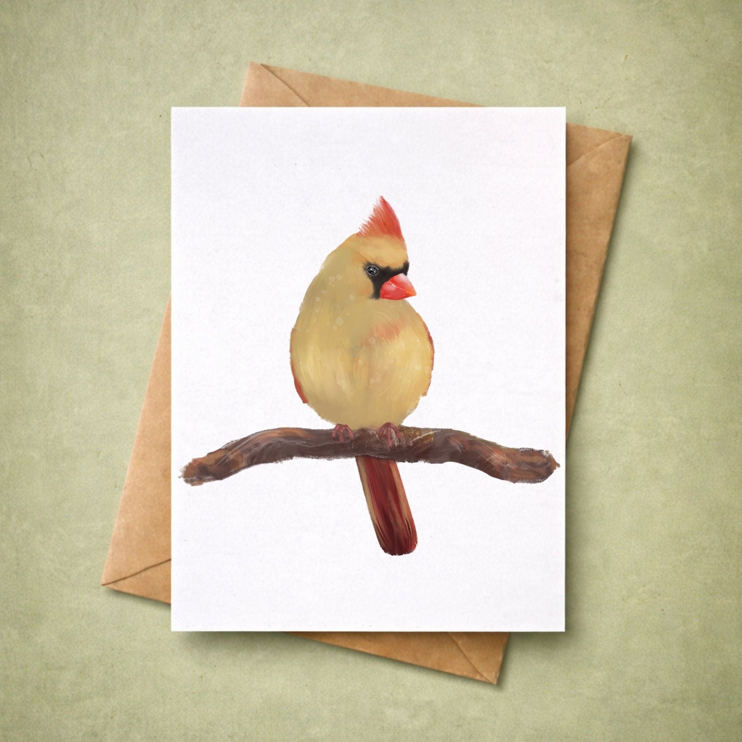 Northern Female Cardinal Postcard - MerikaArt