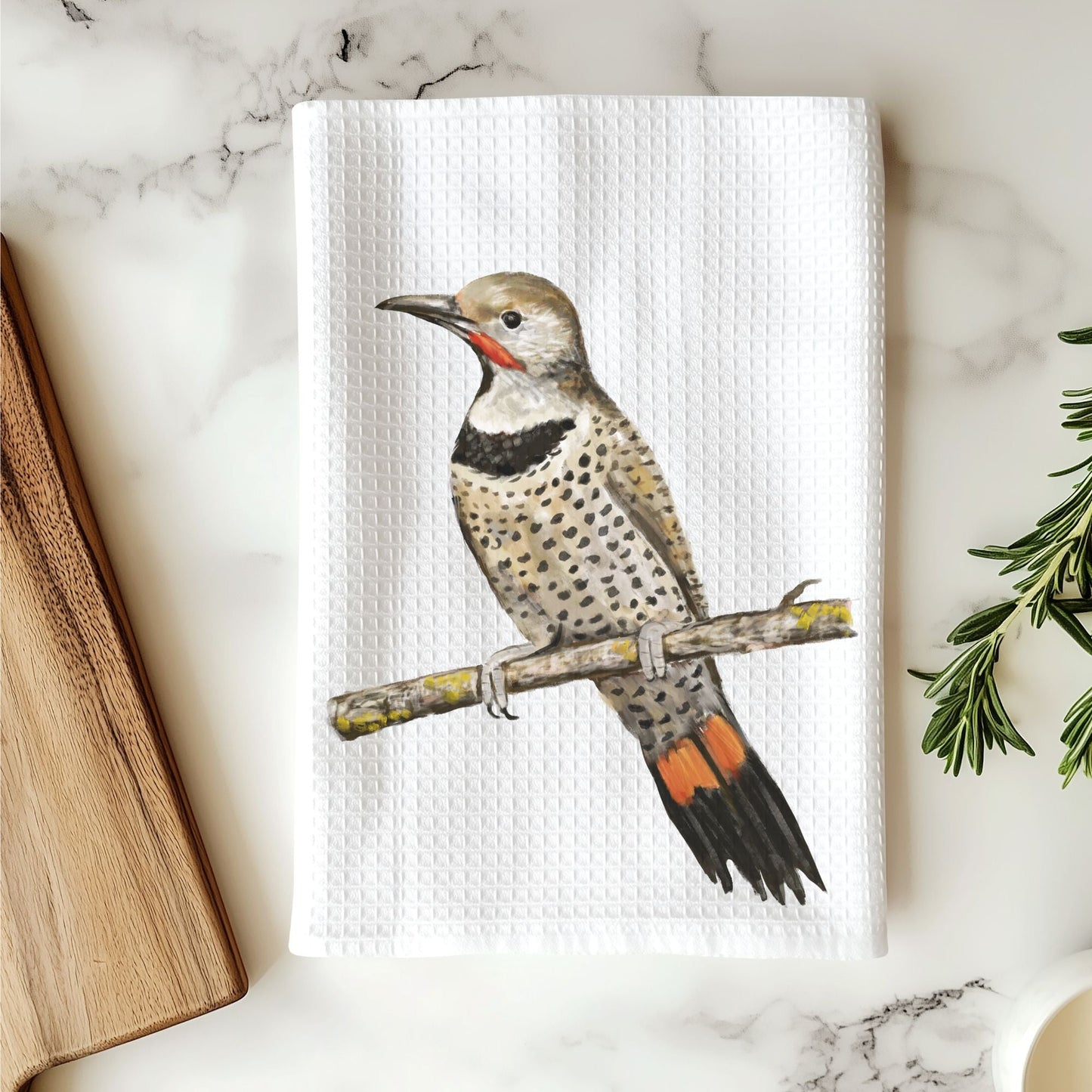 Northern Flicker Bird Kitchen Towel - MerikaArt