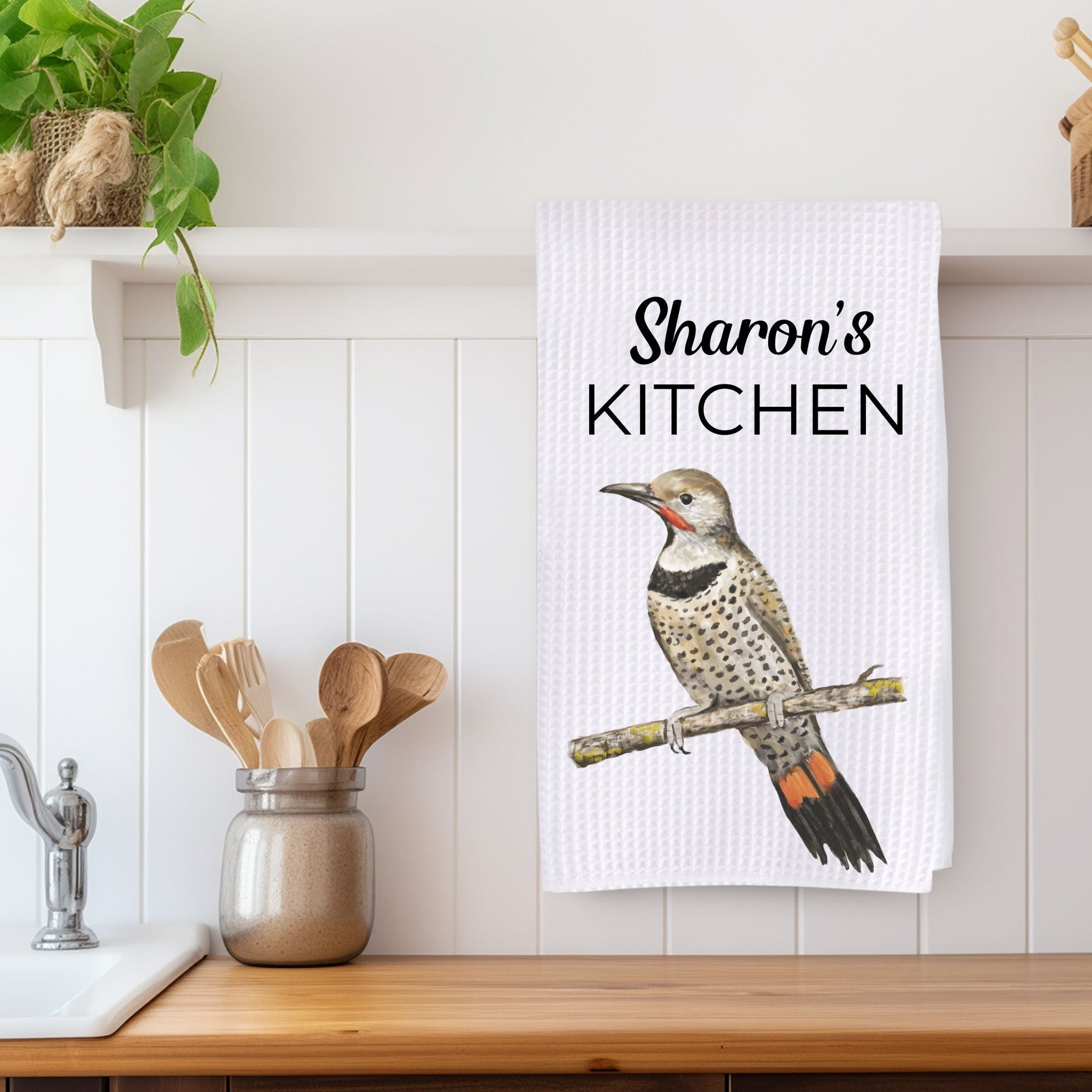 Northern Flicker Bird Kitchen Towel - MerikaArt